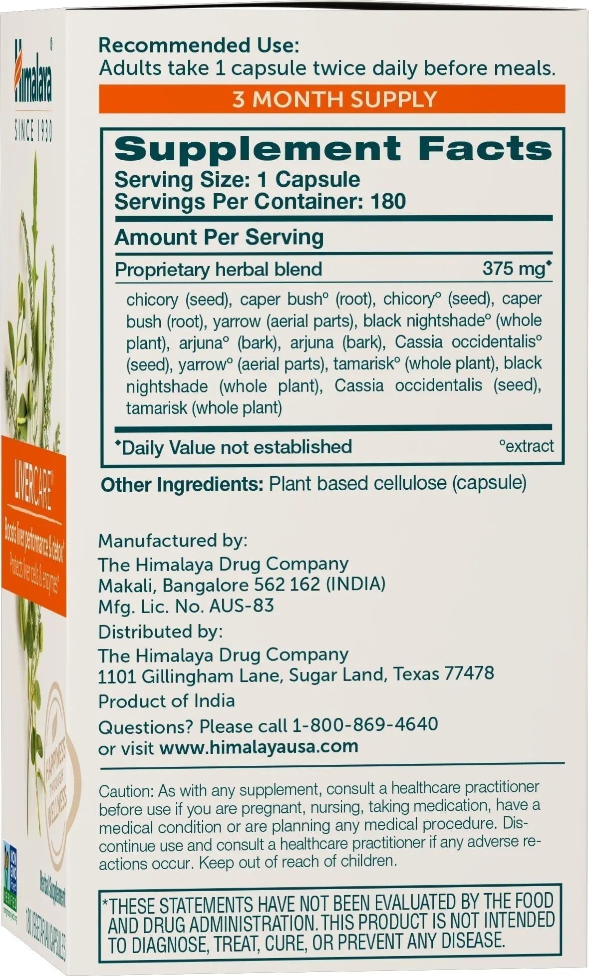 Himalaya LiverCare for Liver Cleanse and Liver Detox, 375 mg, 180 Capsules Himalaya Au supplements