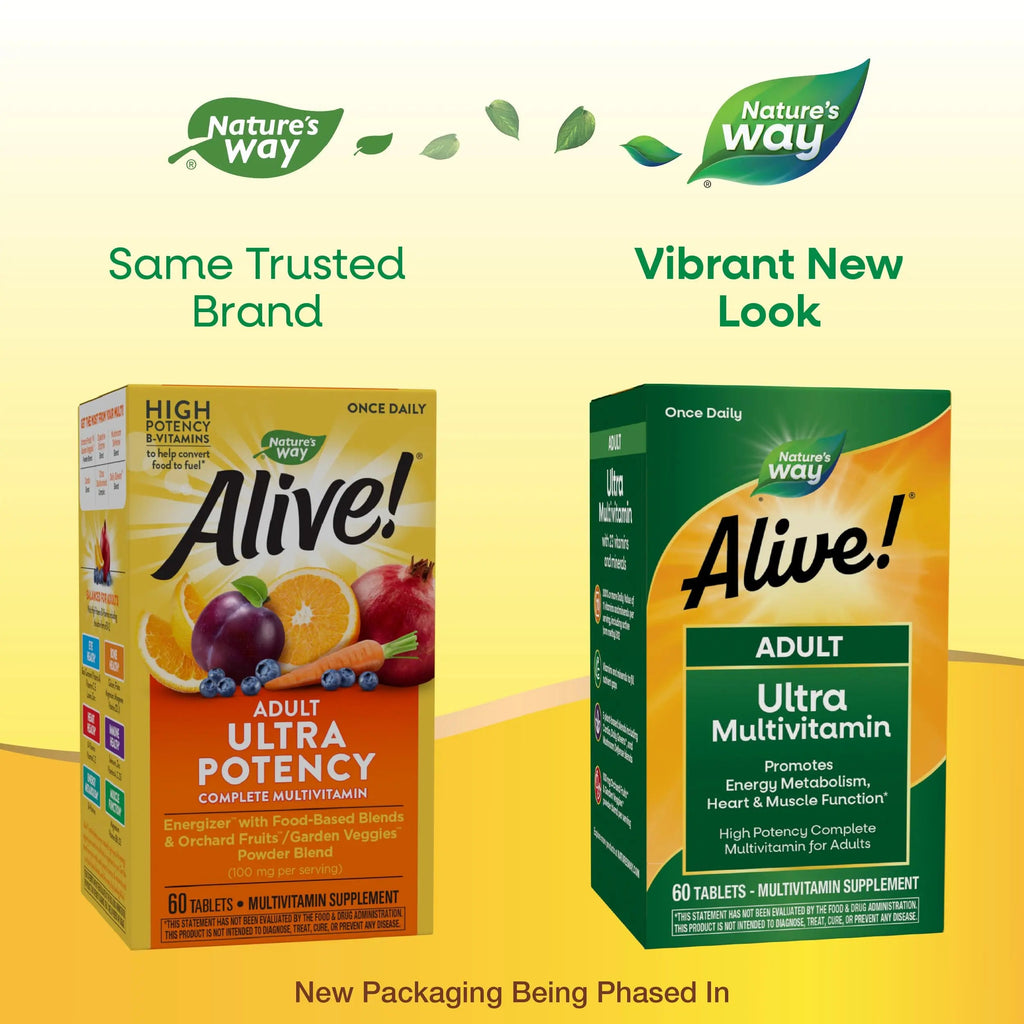 Nature's Way Alive! Adult Ultra Multivitamins, Promotes Energy Metabolism, Heart & Muscle Function*, with B-Vitamins Including Methylated B12, Gluten Free, 60 Tablets Nature's Way Au supplements