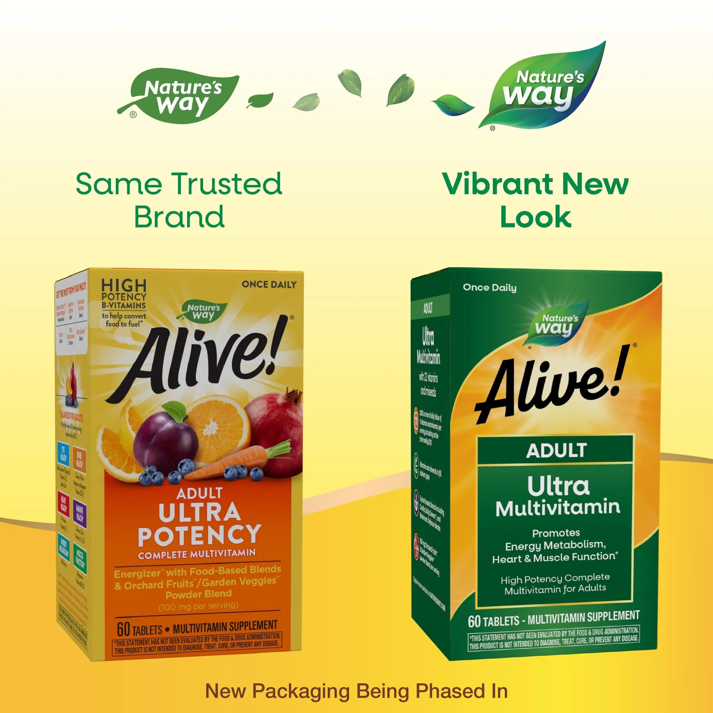 Nature's Way Alive! Adult Ultra Multivitamins, Promotes Energy Metabolism, Heart & Muscle Function*, with B-Vitamins Including Methylated B12, Gluten Free, 60 Tablets Nature's Way Au supplements