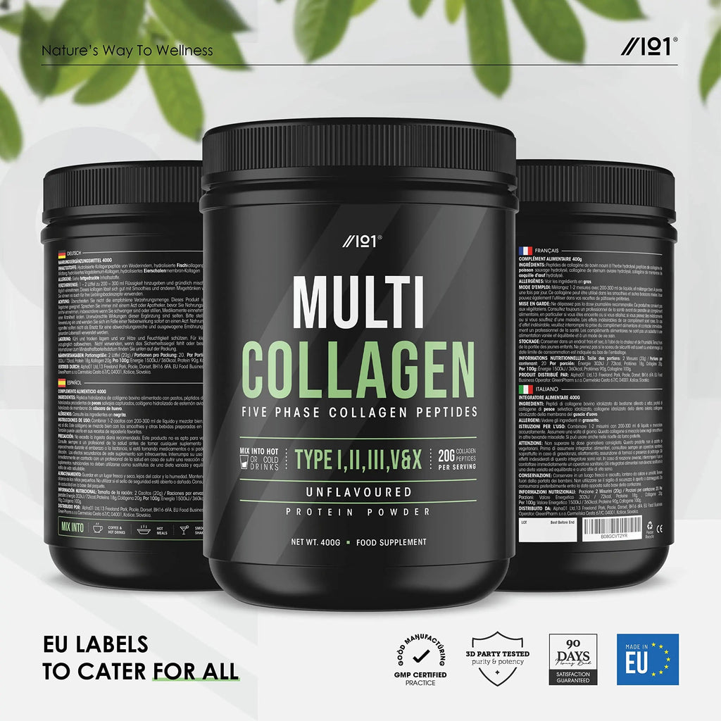 Multi Collagen Protein Powder (400g) - Types I, II, III, V & X - Hydrolyzed Grass Fed Bovine, Wild Caught Fish ALPHA01 Au supplements