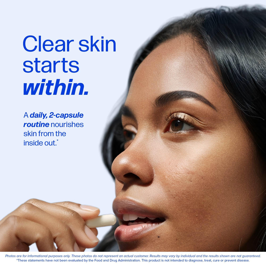 Clear Skin Supplement with Zinc, DIM & Probiotics | 3-in-1 Balance, Glow & Health Skin Support | Triple Action Hyaluronic Acid, Niaciminide & Vitamins for Hormone