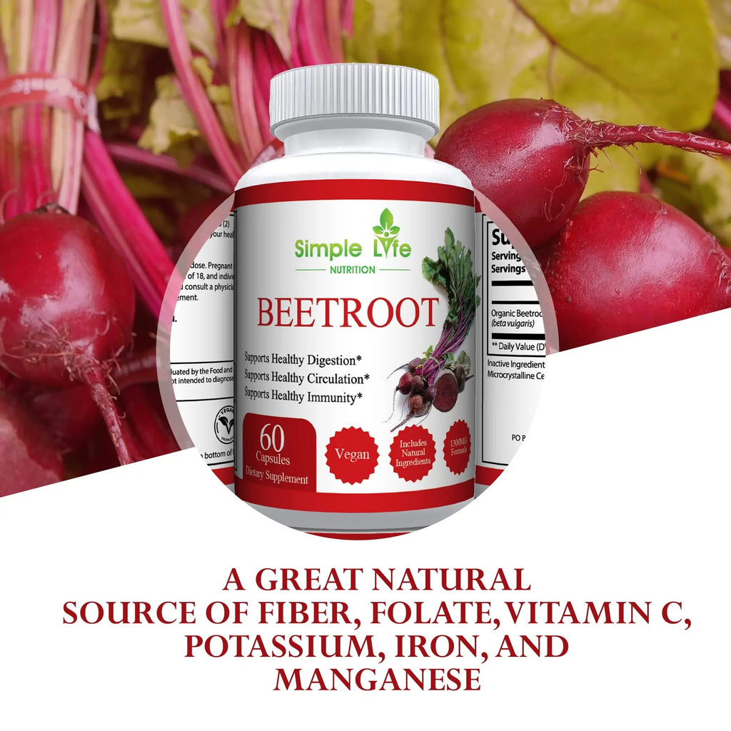 Simple Life Nutrition Organic Beet Root Powder Capsules - Nitric Oxide Booster for Men Simple Life Nutrition Au supplements