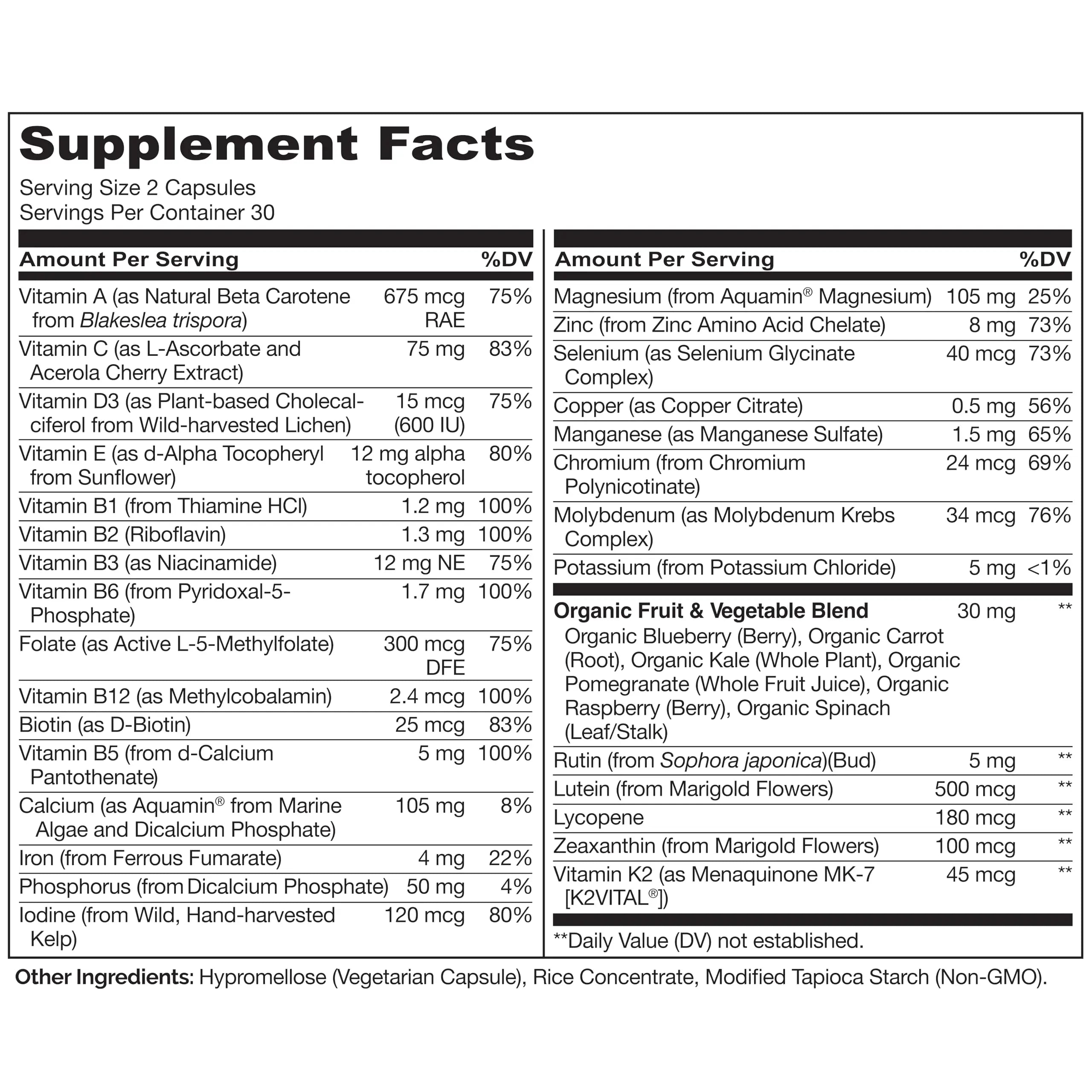 NATURELO Multivitamins for Teenage Girls/Boys, 60 Capsules, Whole Food Multivitamin with Minerals, Non-GMO, Vegetarian NATURELO Au supplements
