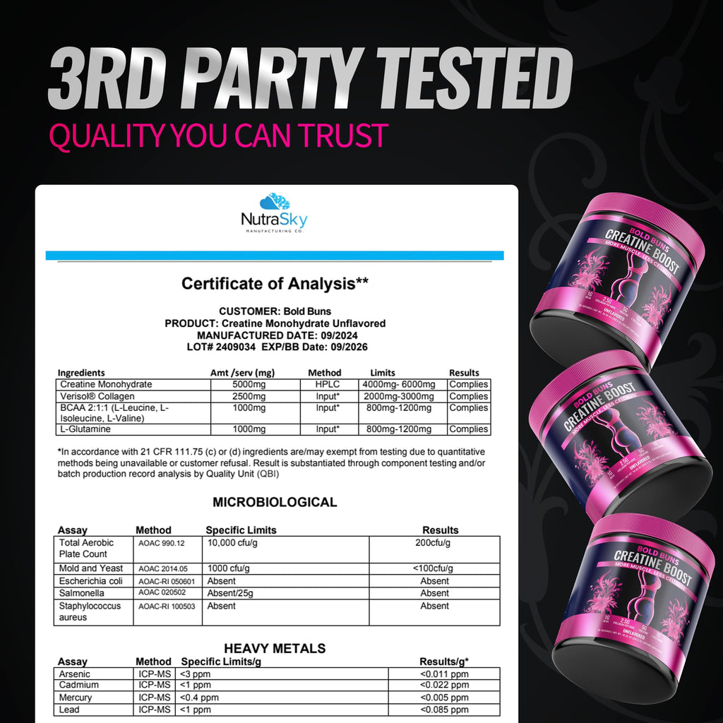 Bold Buns Creatine for Women – Booty Builder Supplement with Collagen & BCAA – Supports Muscle Development, Post-Workout Recovery, Skin Elasticity