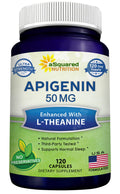 aSquared Nutrition Apigenin 50mg & L-Theanine 200mg - 120 Capsules - Apigenin Supplement Pills for Sleep and Relaxation