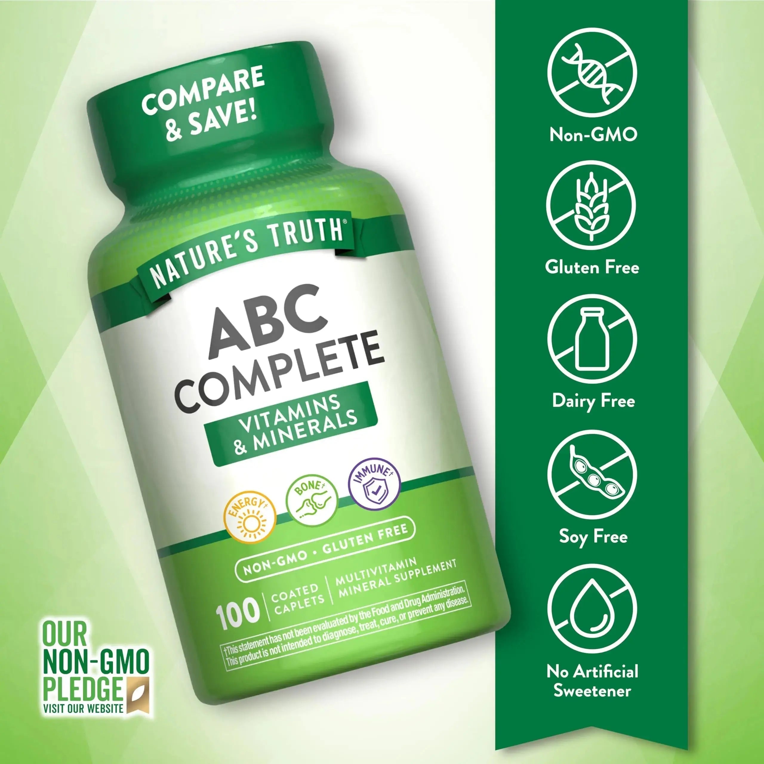Nature's Truth Adult ABC Complete Multivitamin for Men and Women | 100 Caplets | Non-GMO & Gluten Free Nature's Truth Au supplements