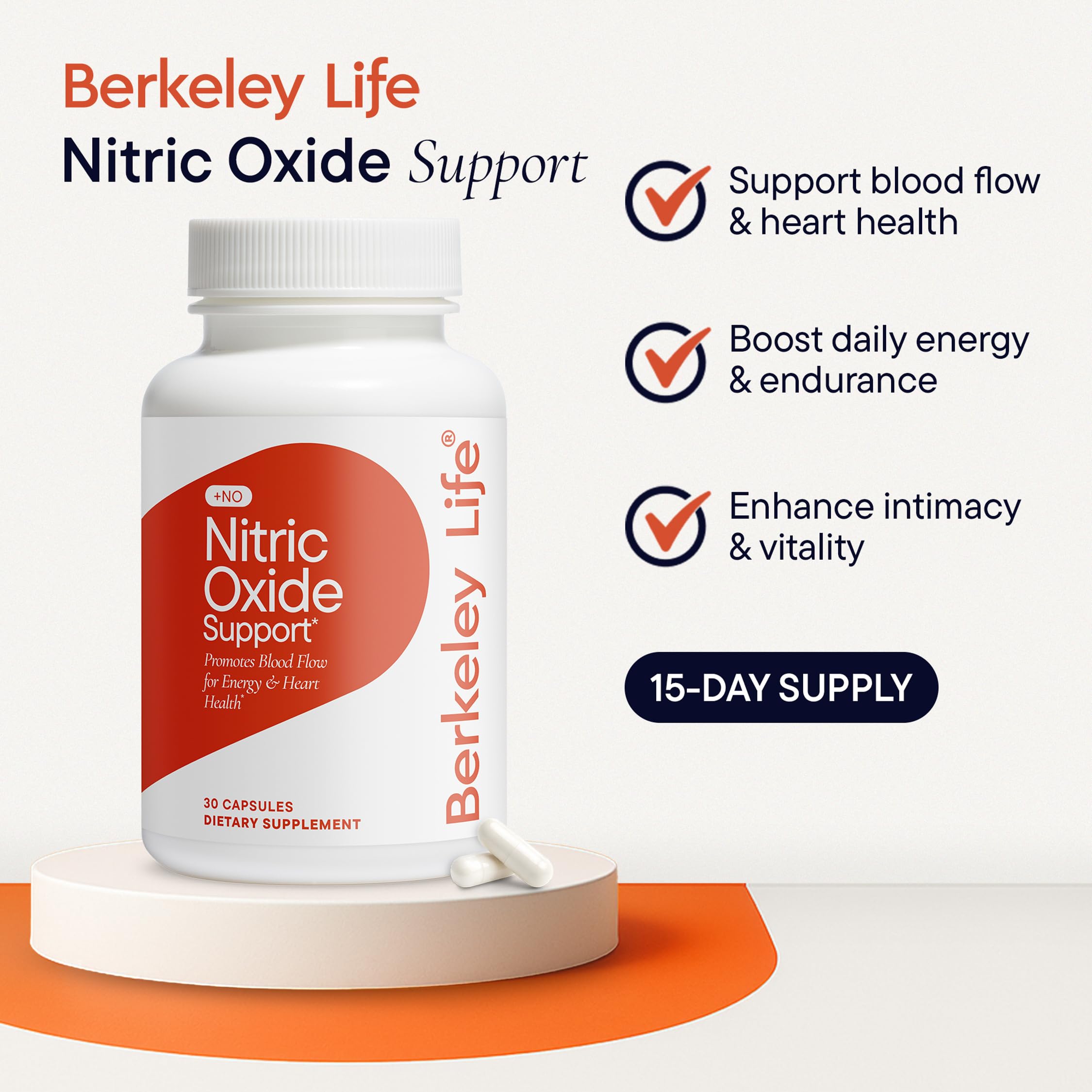 Berkeley Life Nitric Oxide Support Supplement - Nitric Oxide Booster for Men & Women - Blood Flow & Circulation with Beet Root Powder to Support Energy,