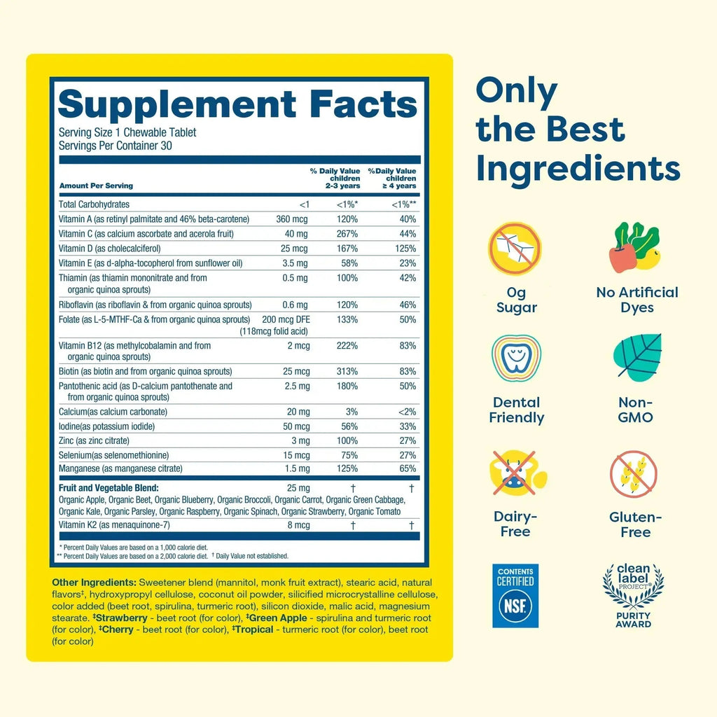 HIYA Kids Multivitamin Tablets – 15+ Essential Vitamins & Minerals with Fruits & Veggies for Ages 2+, Supports Growth HIYA Au supplements