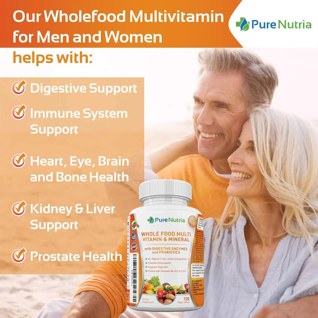 Whole Food MultiVitamin and Minerals with Probiotic Enzymes - 120 Multivitamins for Women and Men - Packed with WholeFood and Herbal Ingredients PureNutria Au supplements