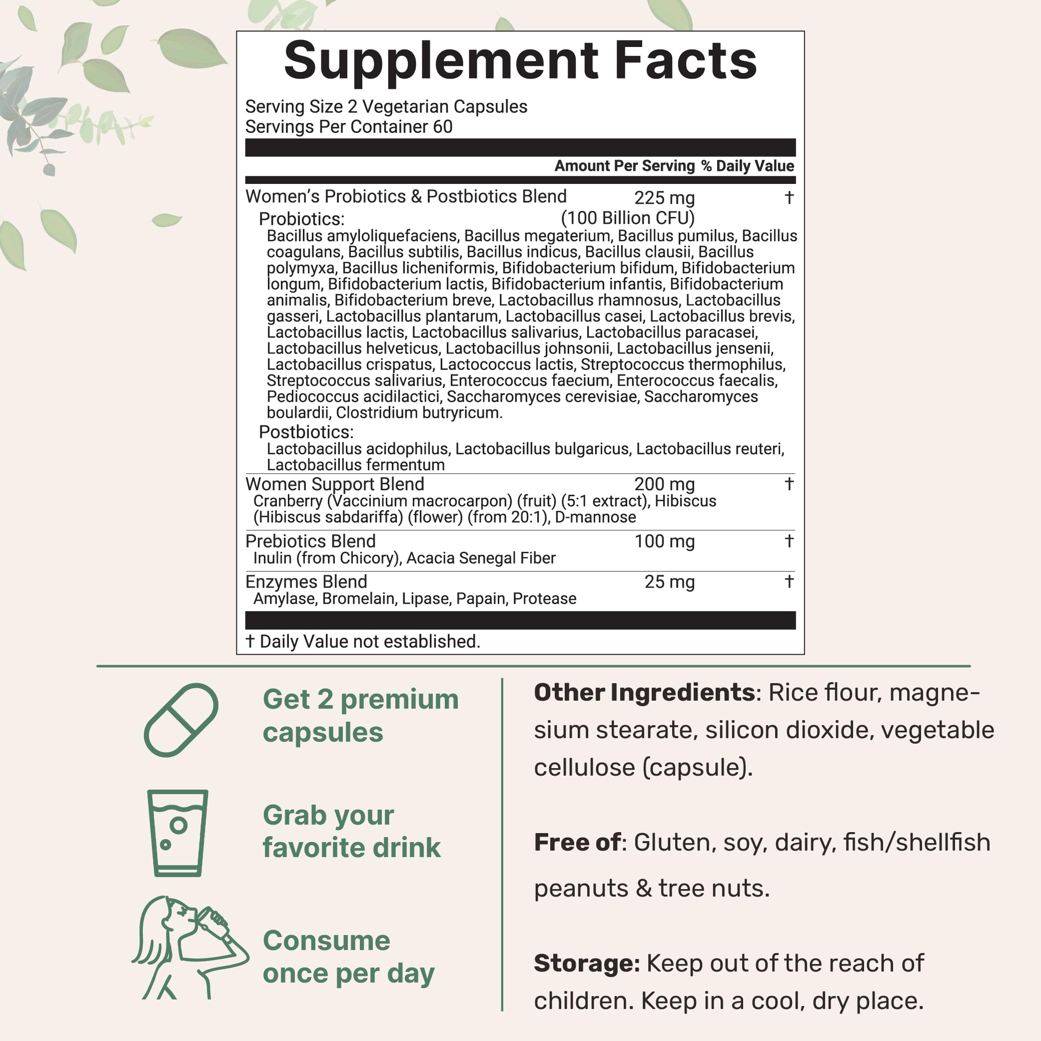 Micro Ingredients Probiotics for Women 100 Billion CFU with Prebiotics, 120 Veggie Capsules | pH Balance, Urinary Tract, Vaginal & Gut Health Support*