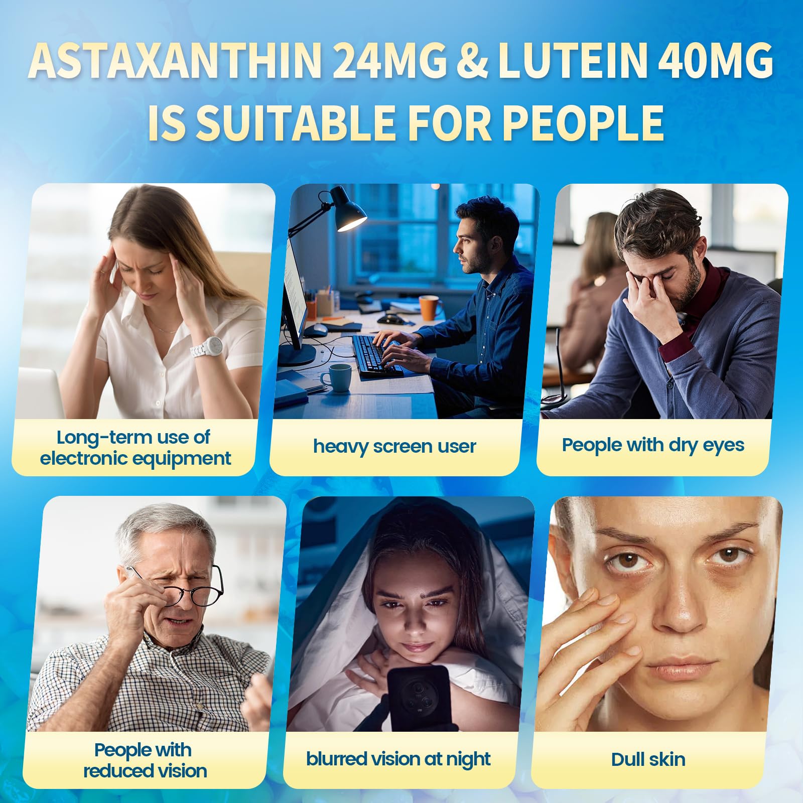 VivoNu 14-in-1 Astaxanthin 24mg & Lutein 40mg with Zeaxanthin Supplements, 6 Month Supply, Fresh Microalgae Source, Gluten Free Non-GMO, Supports Eye