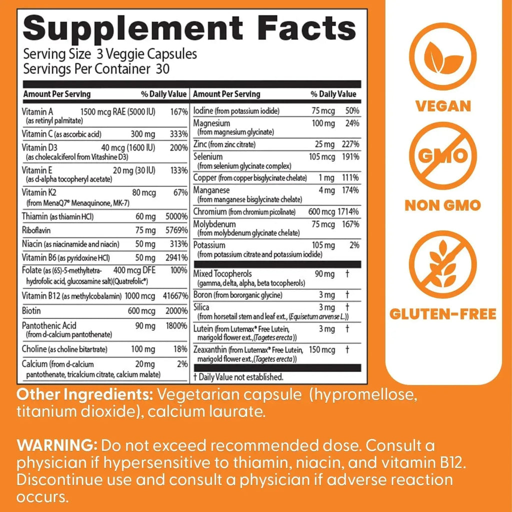 Doctors Best Multi-Vitamin Mineral Complex, Comprehensive Health Support, Non-GMO, Gluten Free, Vegan 90 Veggie Capsules Doctor's BEST Au supplements