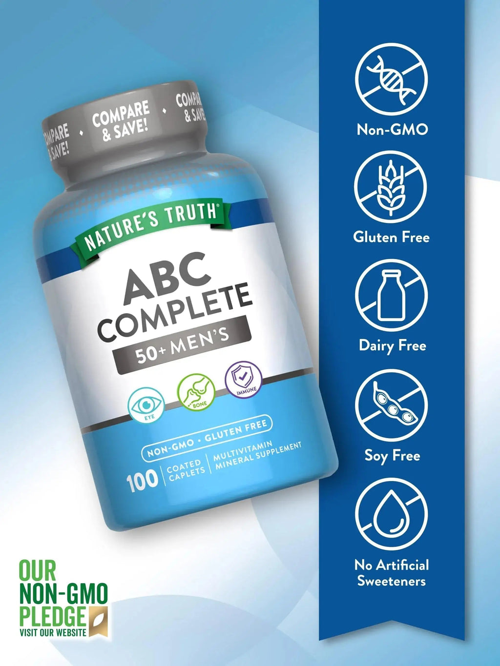 Nature's Truth Men's 50+ Multivitamin | with Vitamins A, C, E, B6 & B12 | 100 Count | Non-GMO & Gluten Free Nature's Truth Au supplements
