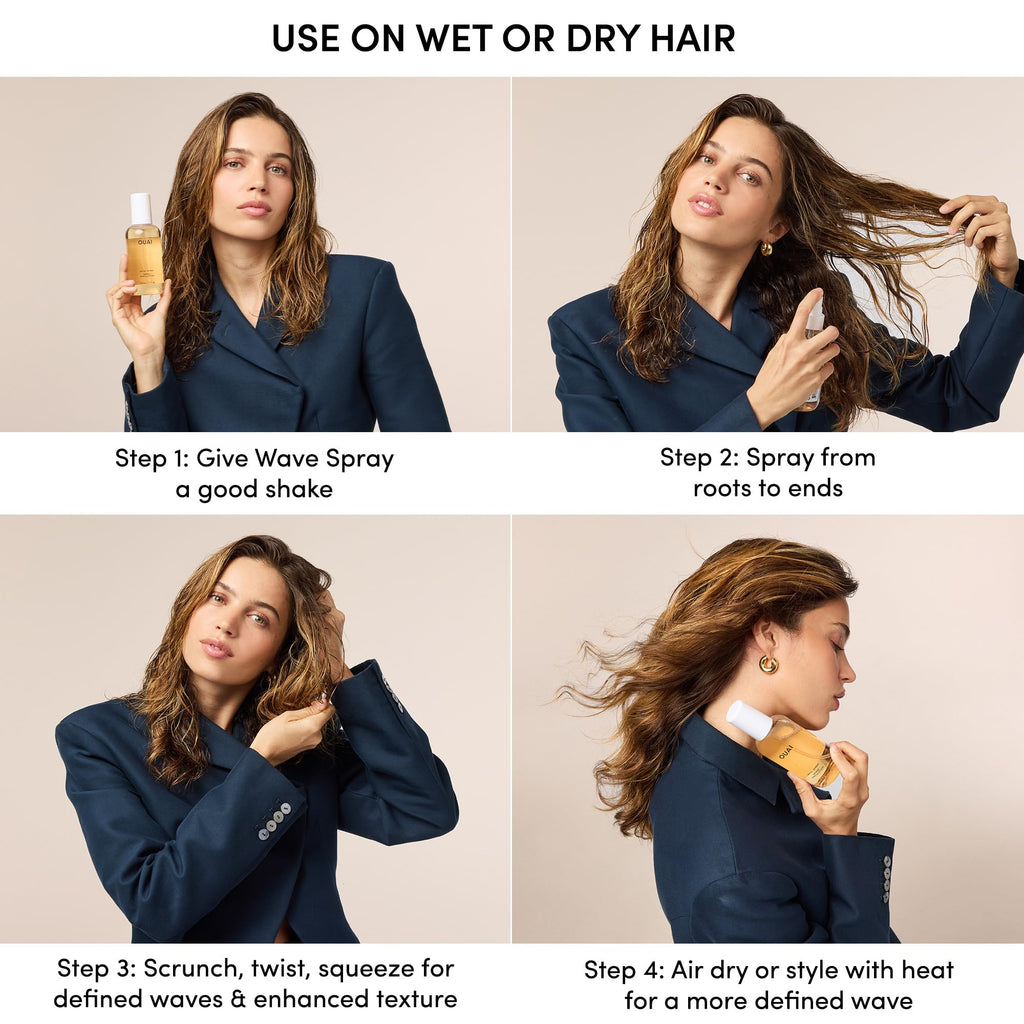 OUAI Wave Spray - Texture Spray for Hair with Coconut Oil & Rice Protein - Adds Texture, Volume & Shine for Beach Waves - Paraben Free, Safe for Color & Keratin-Treated Hair (6 fl oz) OUAI Au supplements