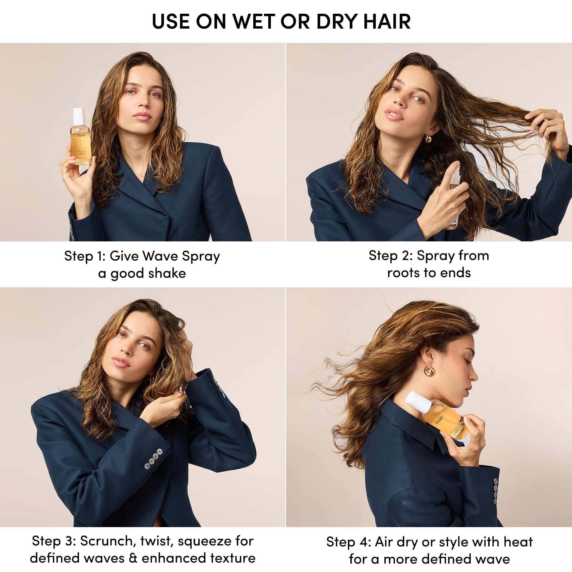 OUAI Wave Spray - Texture Spray for Hair with Coconut Oil & Rice Protein - Adds Texture, Volume & Shine for Beach Waves - Paraben Free, Safe for Color & Keratin-Treated Hair (6 fl oz) OUAI Au supplements