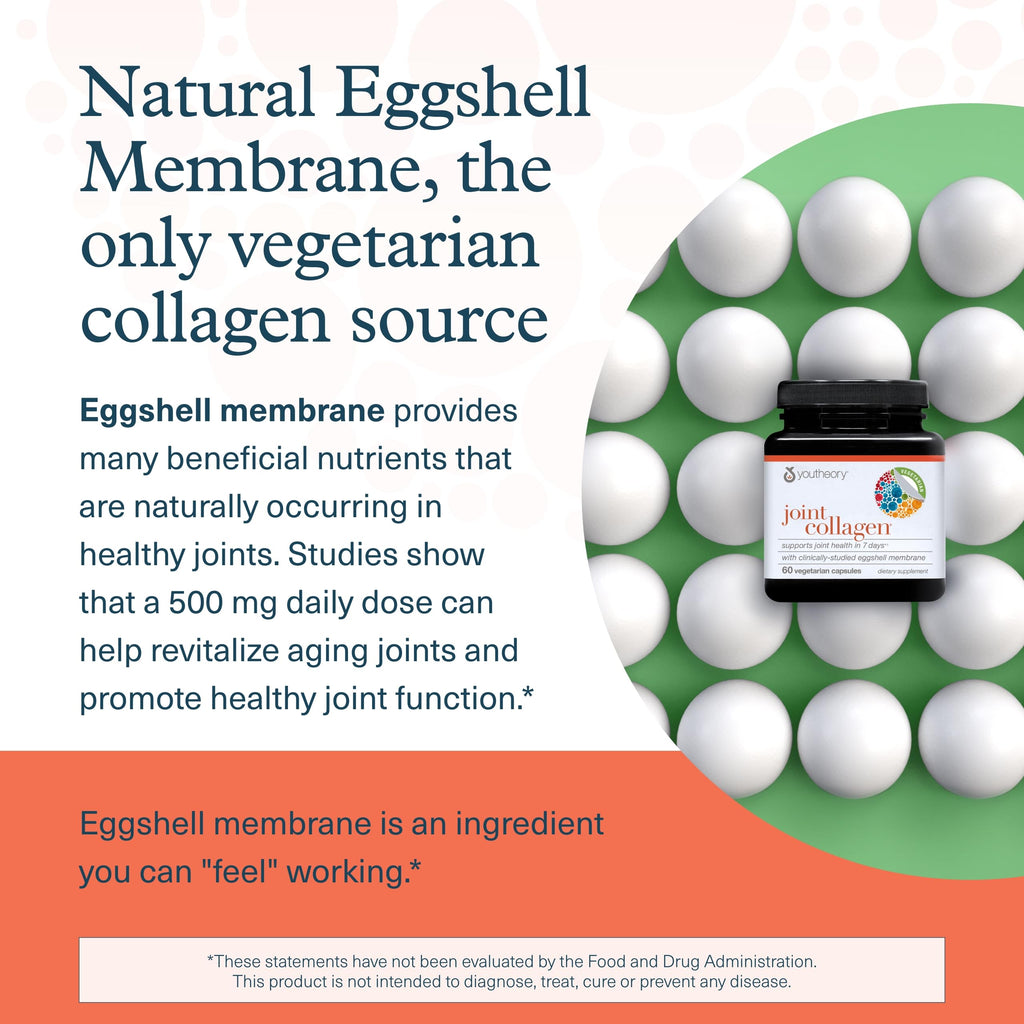 Youtheory Joint Collagen - Vegetarian Collagen Supplement with NEM Eggshell Membrane & Boswellia Extract - Dairy, Soy & Gluten Free - 60 Vegetarian Capsules Youtheory Au supplements