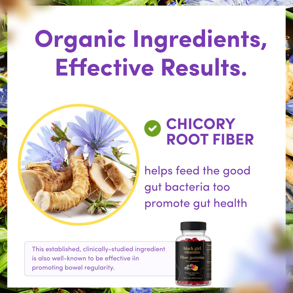 Black Girl Vitamins - Fiber Gummies - Prebiotic for Gut Health & Bloat Relief - Supports Digestion, Regularity & Microbiome Balance - Vegan, Gluten-Free, Halal
