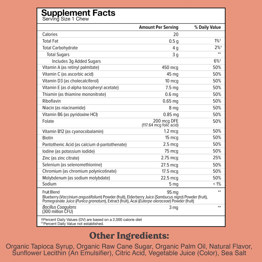 Chewsy Kids’ Multivitamin, Delicious Candy-Style Daily Vitamin Chews + Probiotics + Superfoods, Wild Berry Flavor Chewable Fruity Supplement Chews CHEWSY Au supplements