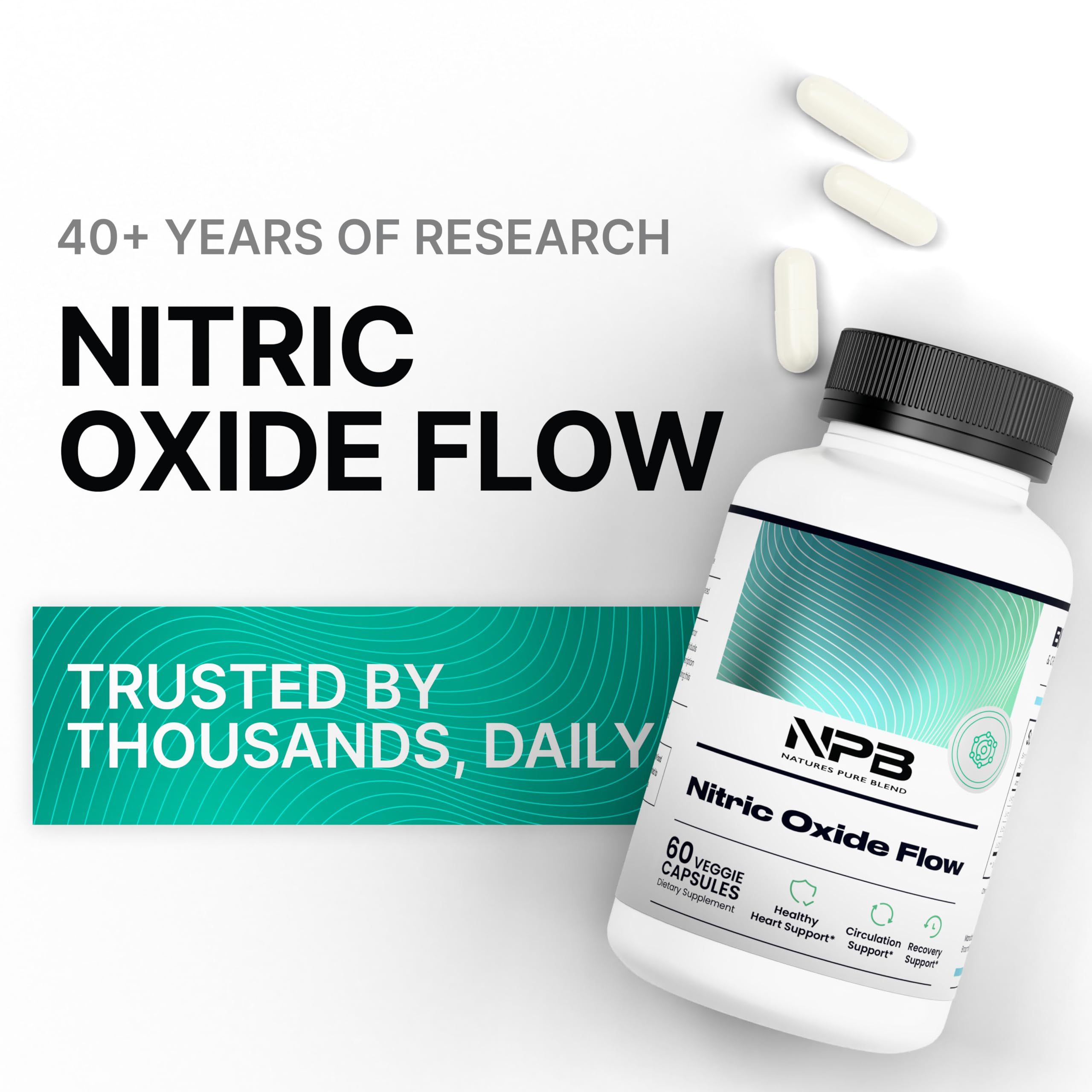 Nature's Pure Blend Nitric Oxide Supplements for Men – L-Arginine L-Citrulline – Heart Support & Flow Circulation Booster – 1500MG L Arginine and L Citrulline, Preworkout, Bodybuilding