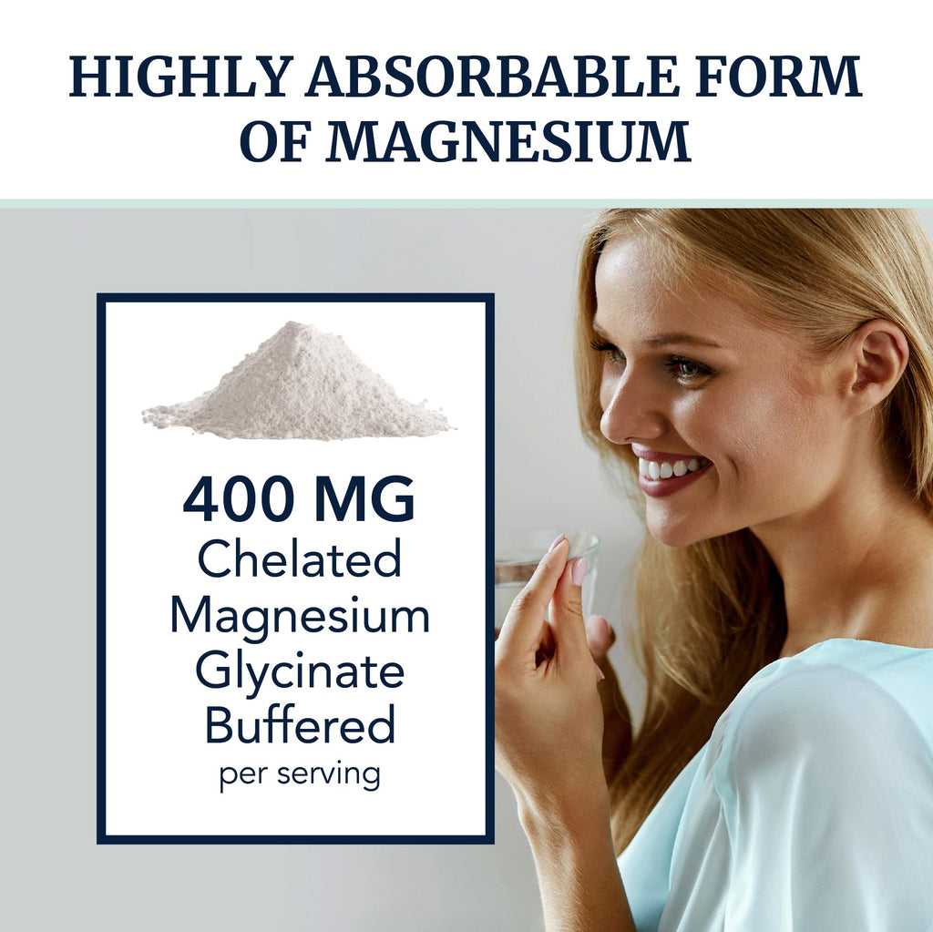 Magnesium Glycinate 400mg | High Absorption Formula for Sleep, Calm, Muscle Relaxation, Heart, Bone & Nerve Support for Women & Men | Chelated Magnesium Glycinate Supplement | 120 Ct (2 Month Supply) Nobi Nutrition Au supplements