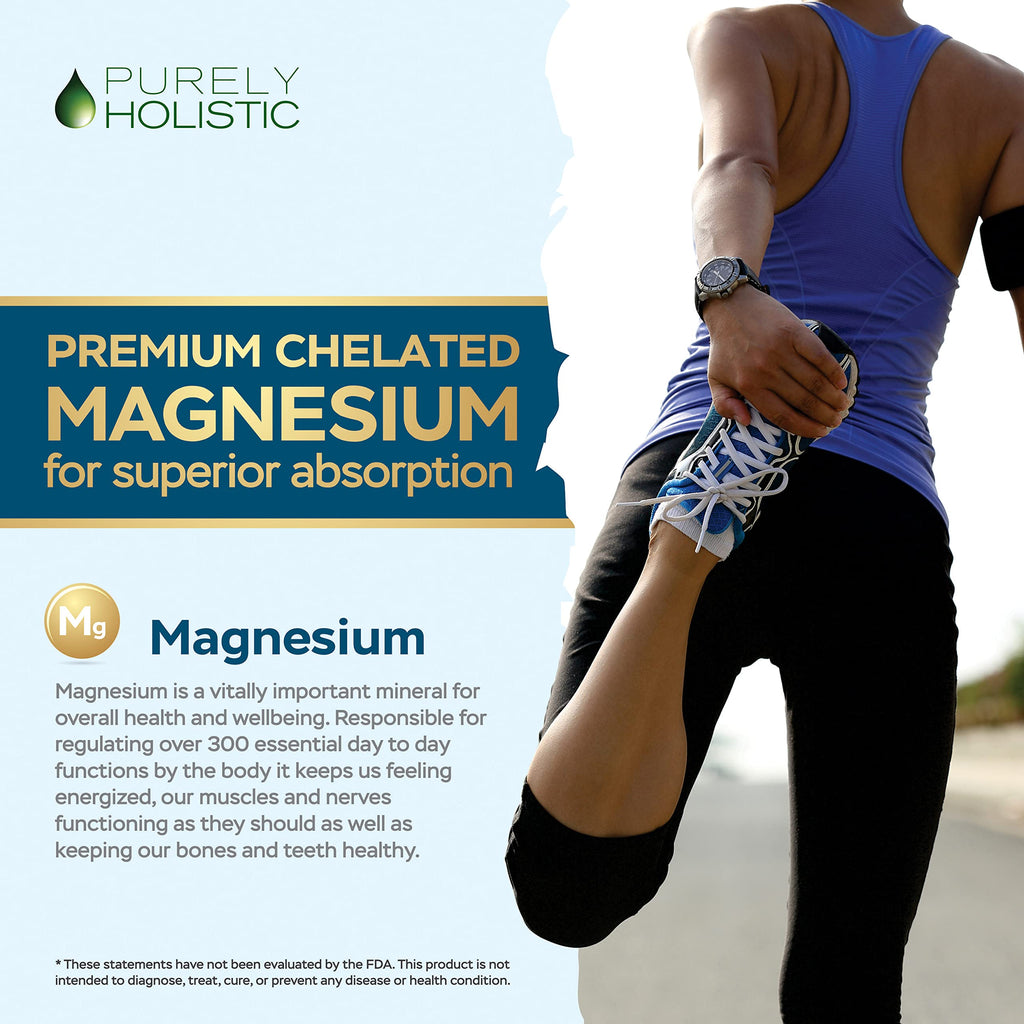 Magnesium Glycinate 400mg - 270 Magnesium Tablets (not Capsules) - 400 mg Elemental Magnesium - Highly Bioavailable - Vegan and Vegetarian - for Improved Sleep, Stress Relief & Cramp Defense Purely Holistic Au supplements