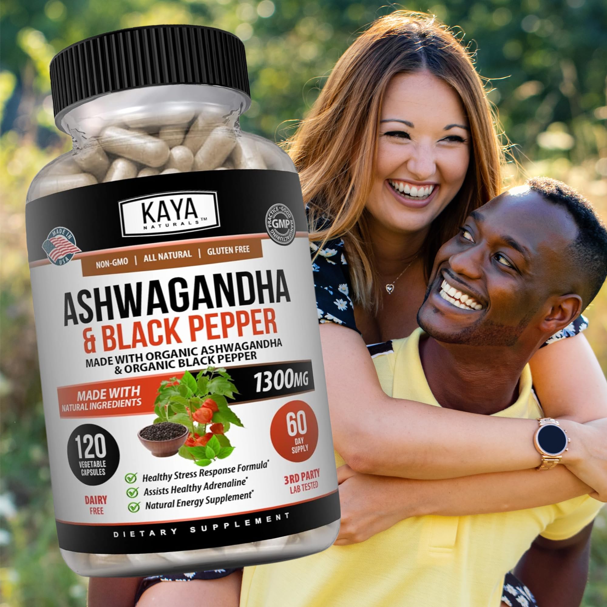 Kaya Naturals Ashwagandha 1300mg, 120 Count Capsules for Stress Relief, Adrenal, Mood & Thyroid Support, Black Pepper and 100% Pure Ashwagandha -120 Capsules Kaya Naturals Au supplements
