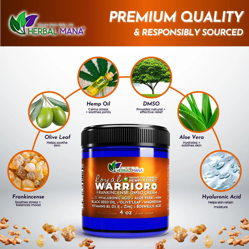 Herbal Mana Royal Warrior with 5000mg Hemp Lotion - 99.9% Pure DMSO Cream Herbal Mana Au supplements