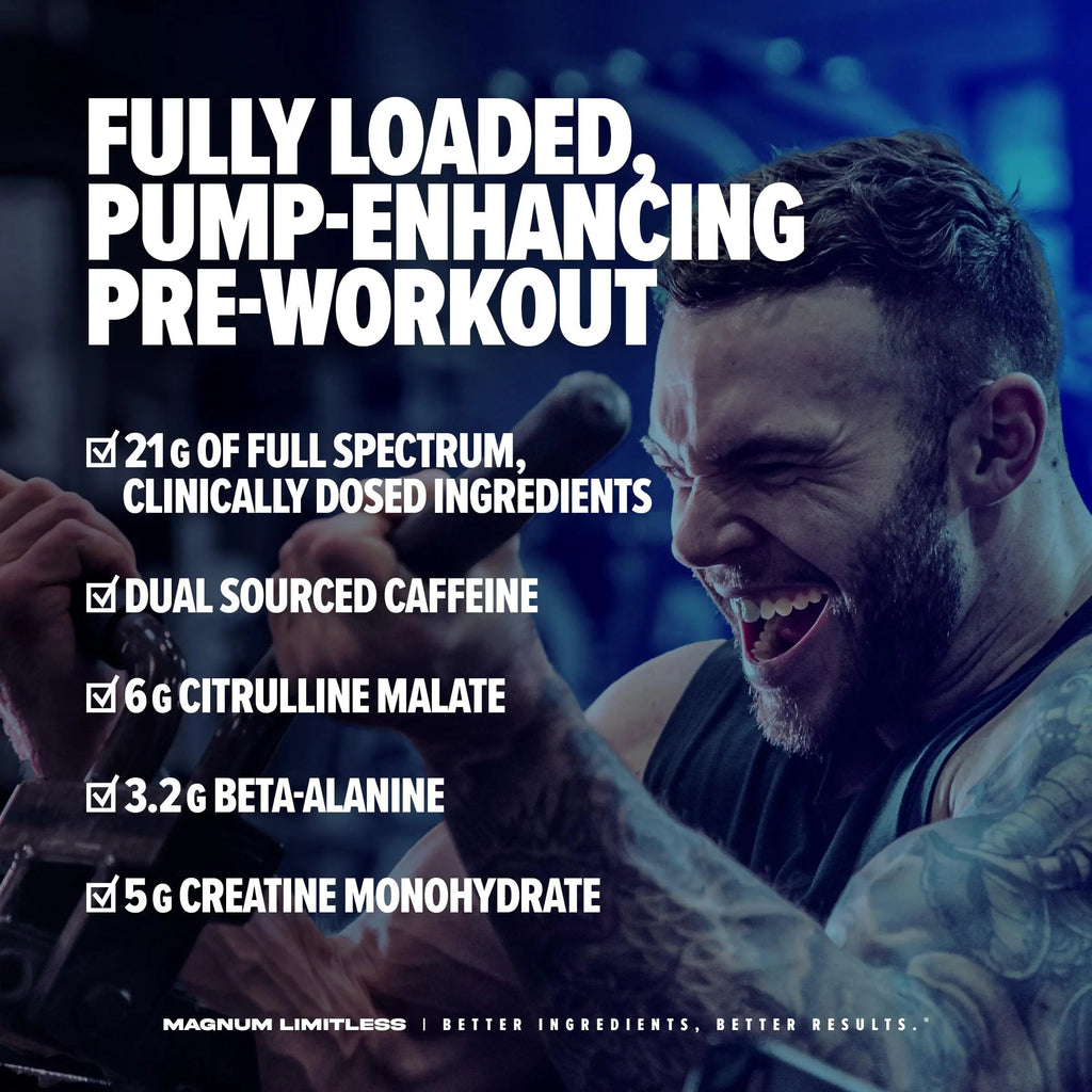 LIMITLESS Magnum 504g - Muscle Workout Powder, Sport Pre Workout for Men and Women LIMITLESS Au supplements