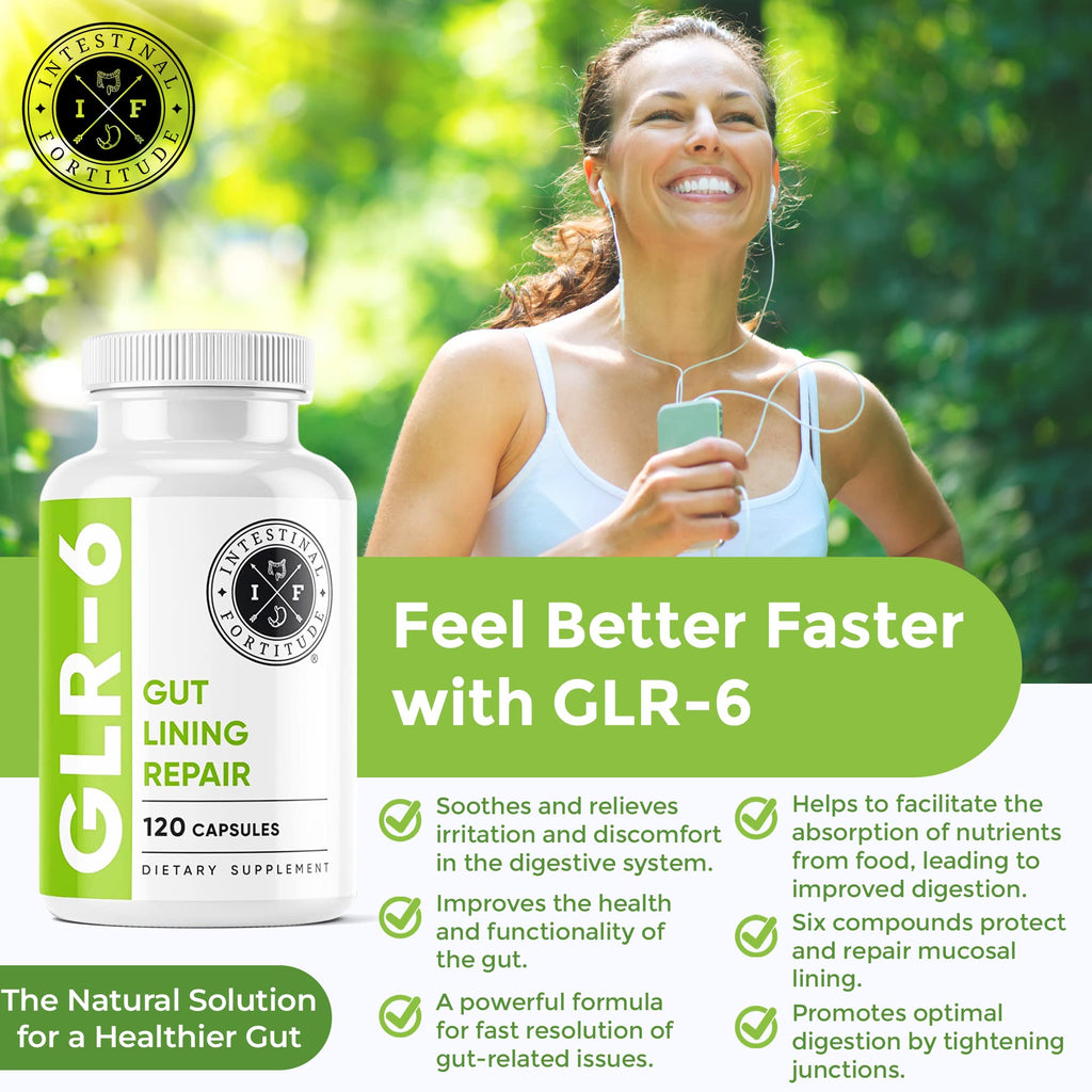 Intestinal Fortitude GLR-6 - Gut Lining Repair Supplement for Gut Health - Leaky Gut Repair with L-Glutamine, Slippery Elm, DGL Licorice Root, Marshmallow Root, Fenugreek