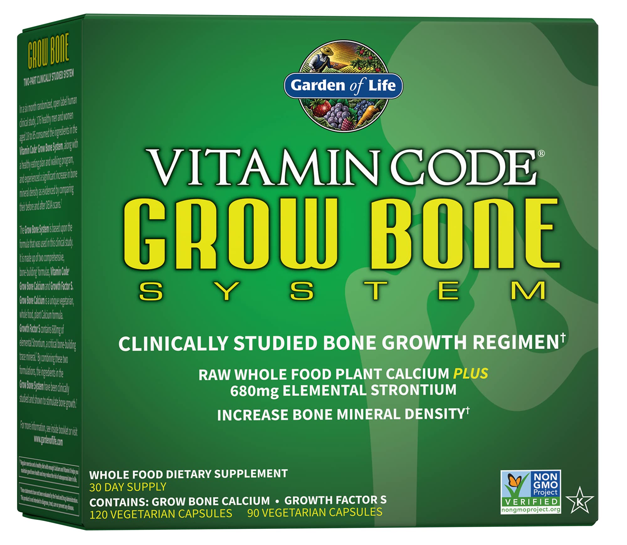 Garden of Life Calcium Supplement - Vitamin Code Grow Bone Made with Whole Foods, Strontium, Magnesium, K2 MK7, Vitamin D3