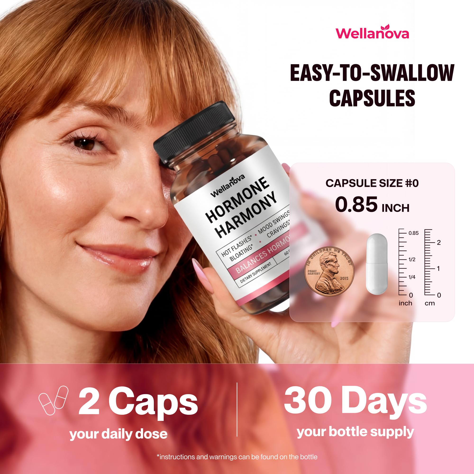 Wellanova Hormone Harmony for Women – Natural Hormonal Balance Support for Menopause & Perimenopause – Hot Flashes, Mood Swings, Cravings, Bloating Relief – 60 Capsules Wellanova Au supplements