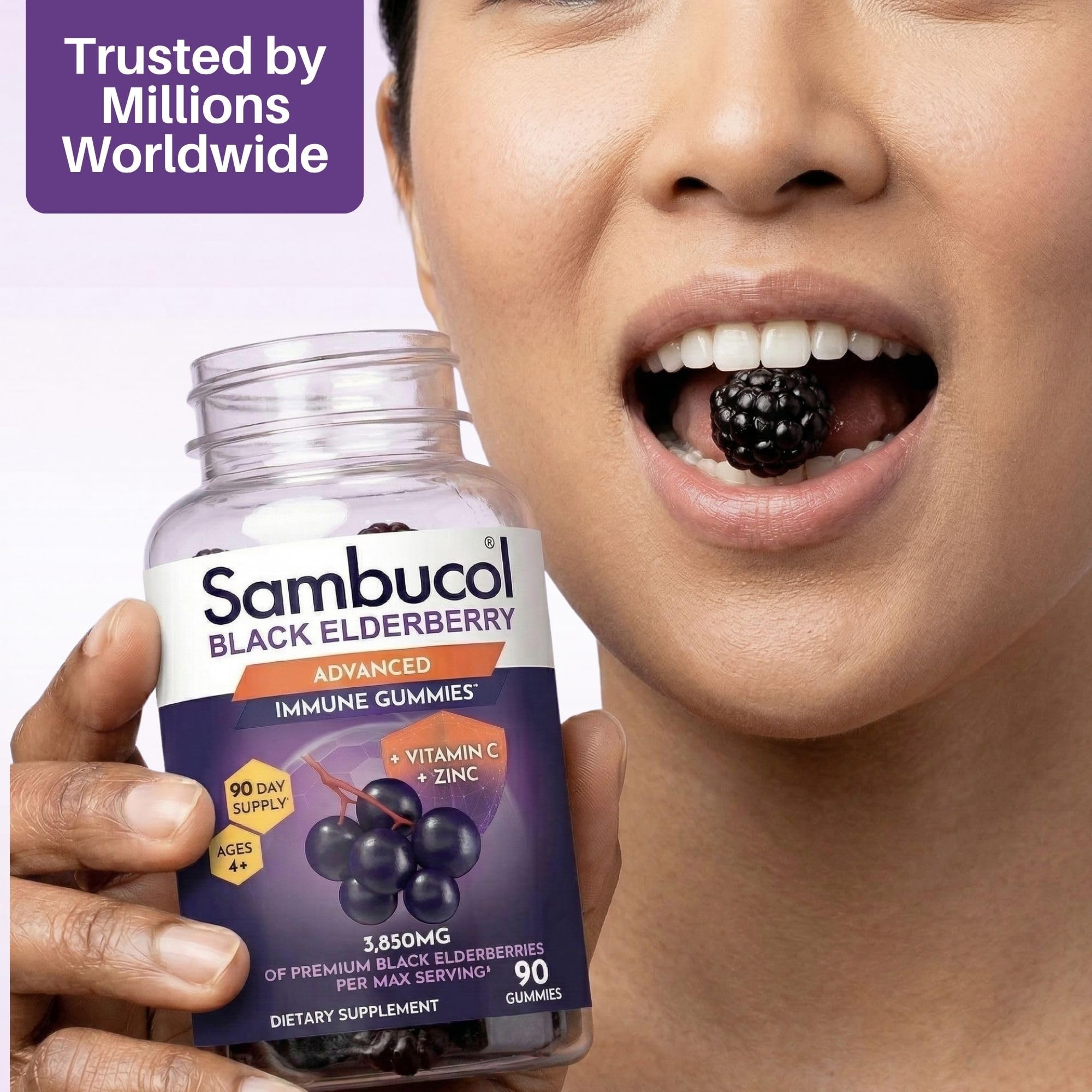 Sambucol Elderberry Gummies - Immune Support Supplement for Adults & Kids with Vitamin C & Zinc, Sambucol Elderberry