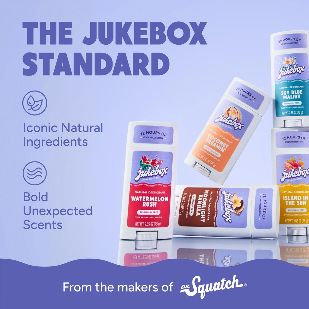 Jukebox Natural Women’s Deodorant – Aluminum Free, 72 Hour Odor Protection – Made with Arrowroot, Charcoal & Postbiotics – Sky Blue Malibu, 2.65 oz JUKEBOX Au supplements