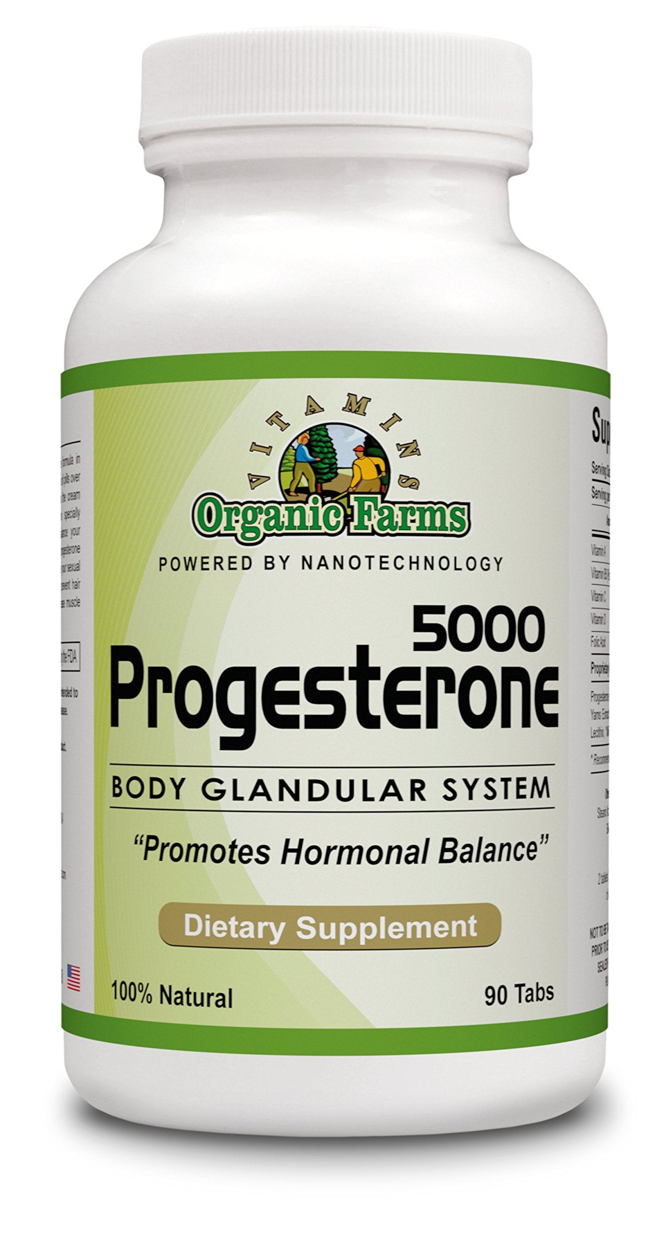 Organic Farm Vitamins Progesterone 5000 - Body glandular System Dietary Supplement, 100% Natural Progesterone Pills - Formula to Balance Hormones - progesterone Supplement, 90 Tablets Organic Farms Vitamins Au supplements
