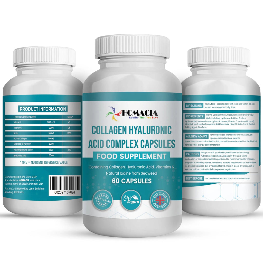 Homacia’s Collagen Capsules | Marine Collagen with Hyaluronic Acid | Pure Collagen Supplements for Women HOMACIA Quality That You love Au supplements