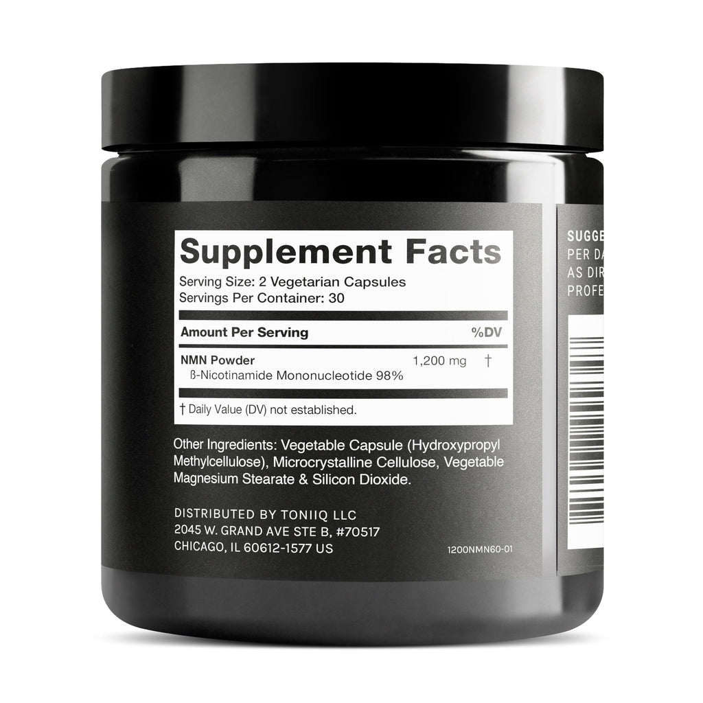 Toniiq NMN Supplement 1200mg - Third Party Tested Stabilized Capsules - 98% Highly Purified for NAD + - 60 Capsules Nicotinamide Mononucleotide Booster Supplement Toniiq Au supplements