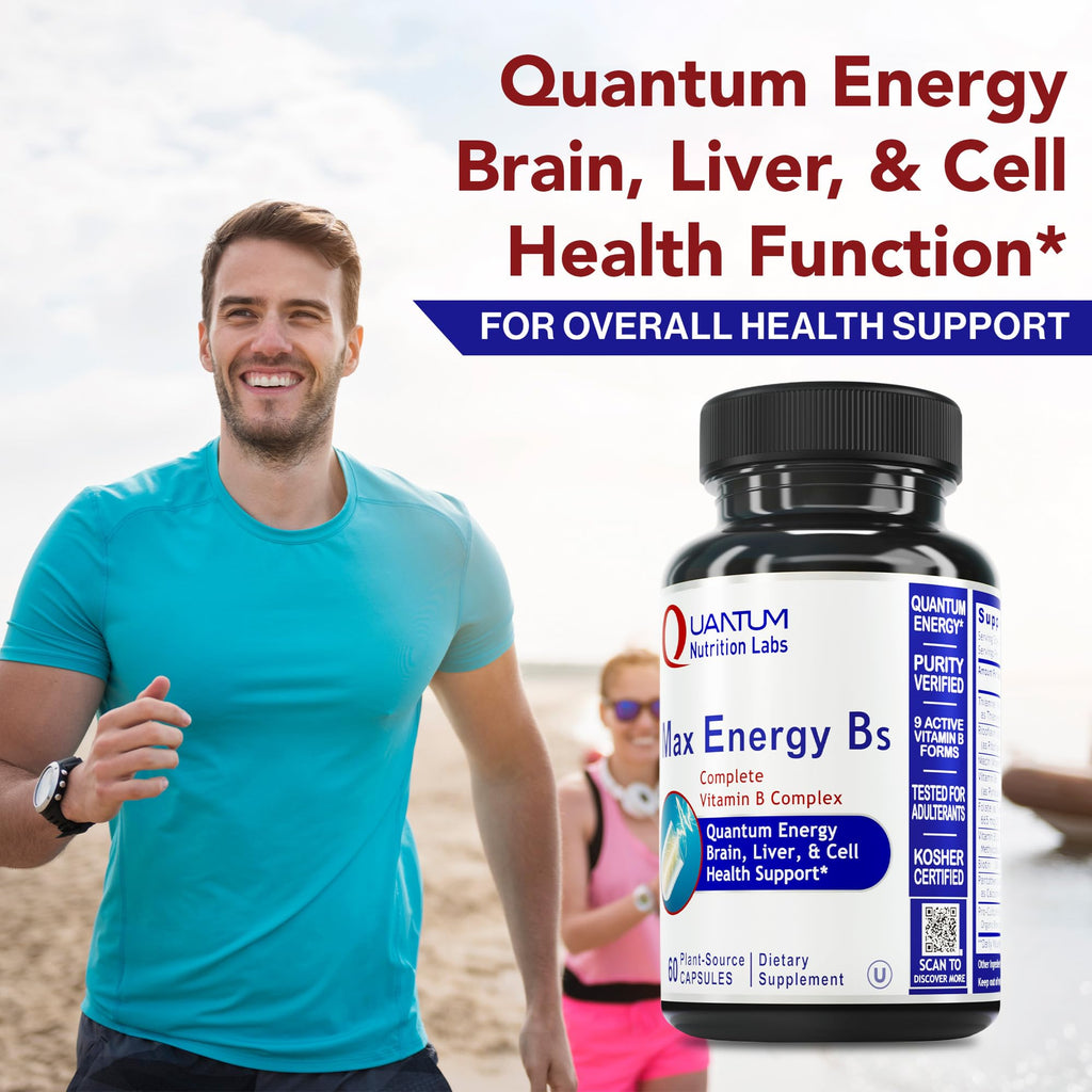 Quantum Nutrition Labs Max Energy Bs - Vitamin B Complex, Methylated B Complex Vitamins with Vitamin B1, B6, B12, Thiamin, Folate and Biotin