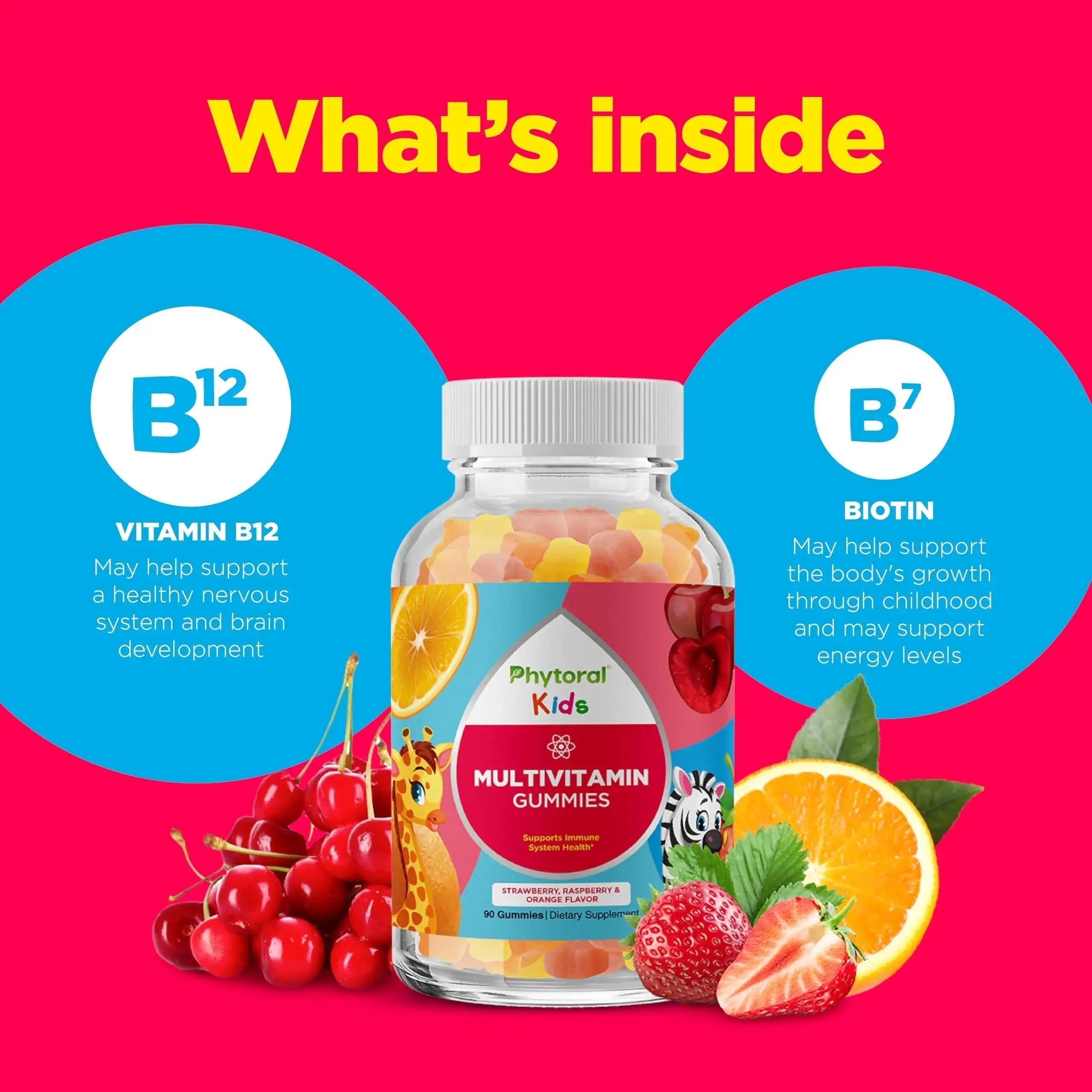 Phytoral Kids Vitamins Gummy Multivitamin Chewable - Kids Gummy Vitamins for Mood Support Natural Energy Boost Phytoral Au supplements