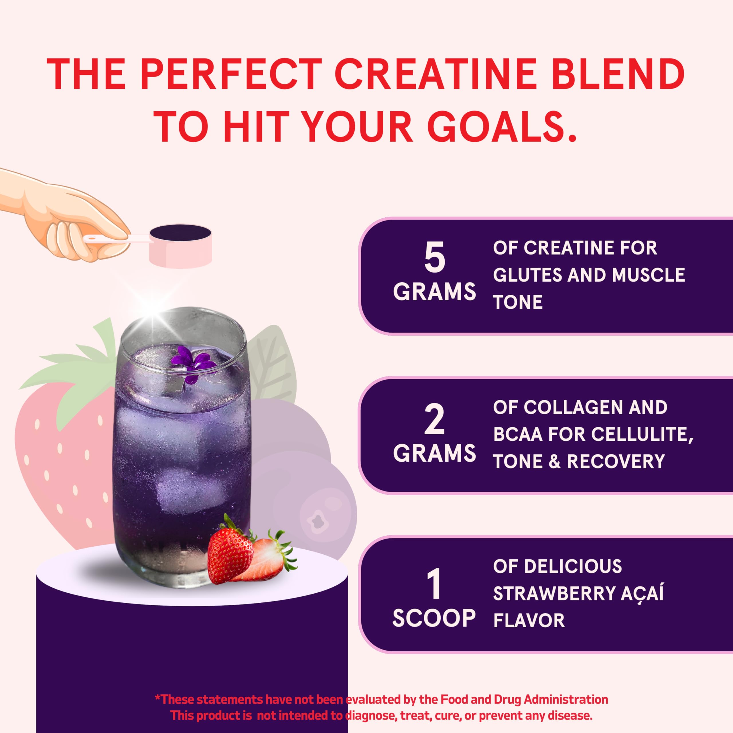 Peach Perfect Creatine Blend for Women – Micronized Creatine Monohydrate with BCAA & Collagen for Glute Strength Support – Strawberry Acai – 30 Servings Peach Perfect Au supplements