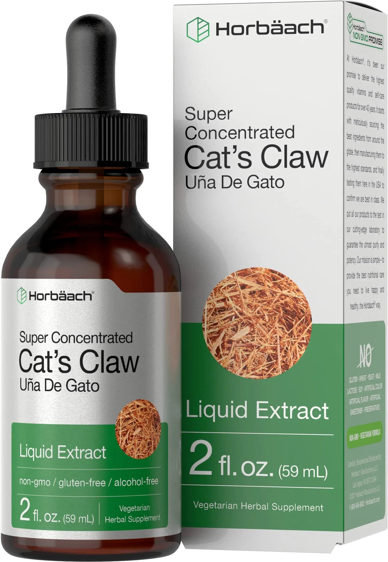 Cats Claw Herb Extract Tincture | 2 Fl Oz | Alcohol Free | Vegetarian, Non-GMO, Gluten Horbäach Au supplements