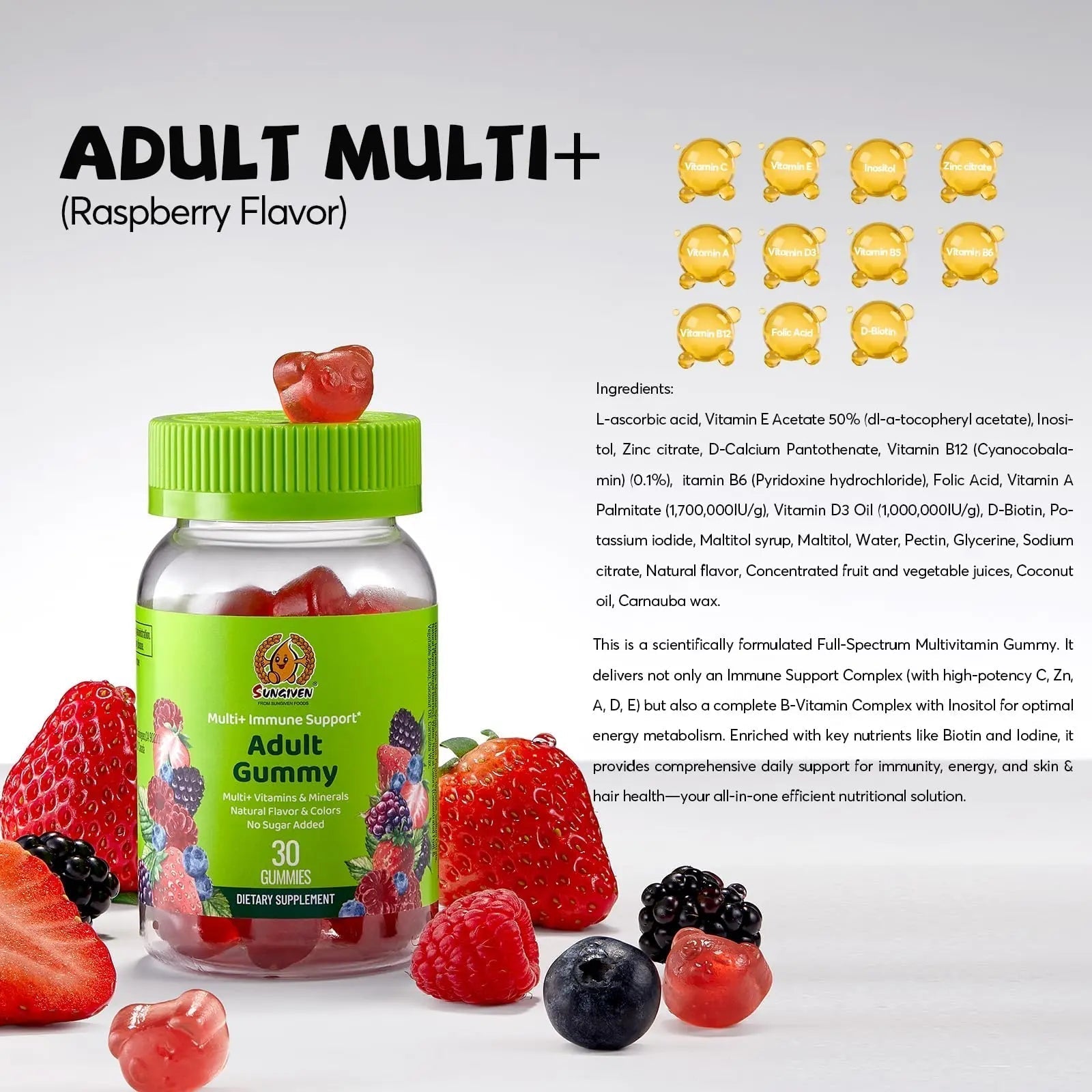 Women's Multivitamin Gummy Pack, 3 Support for Hair Skin Nails Sleep Daily Health, Vitamins A, D, C, E, Biotin, Ashwagandha SUNGIVEN Au supplements