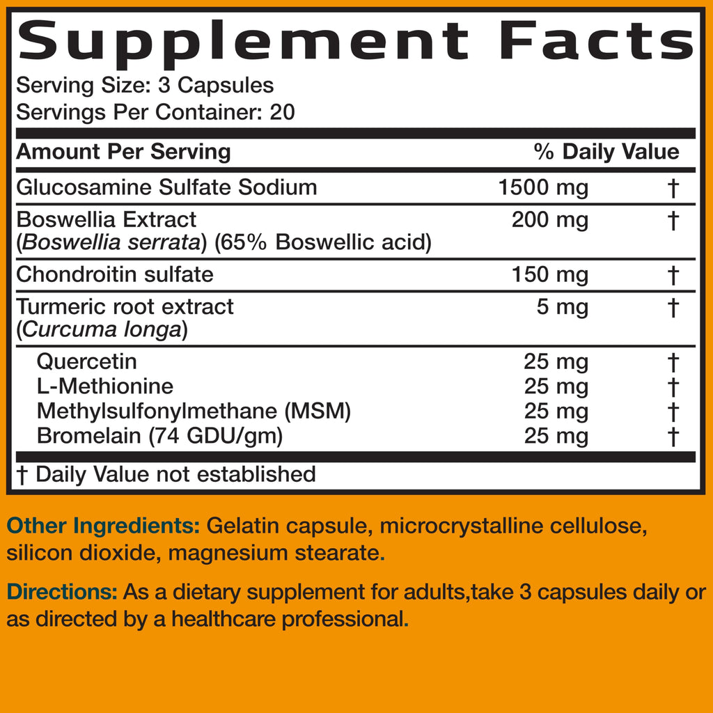 Bronson Glucosamine Chondroitin Turmeric & MSM Advanced Joint & Cartilage Formula, Supports Healthy Joints