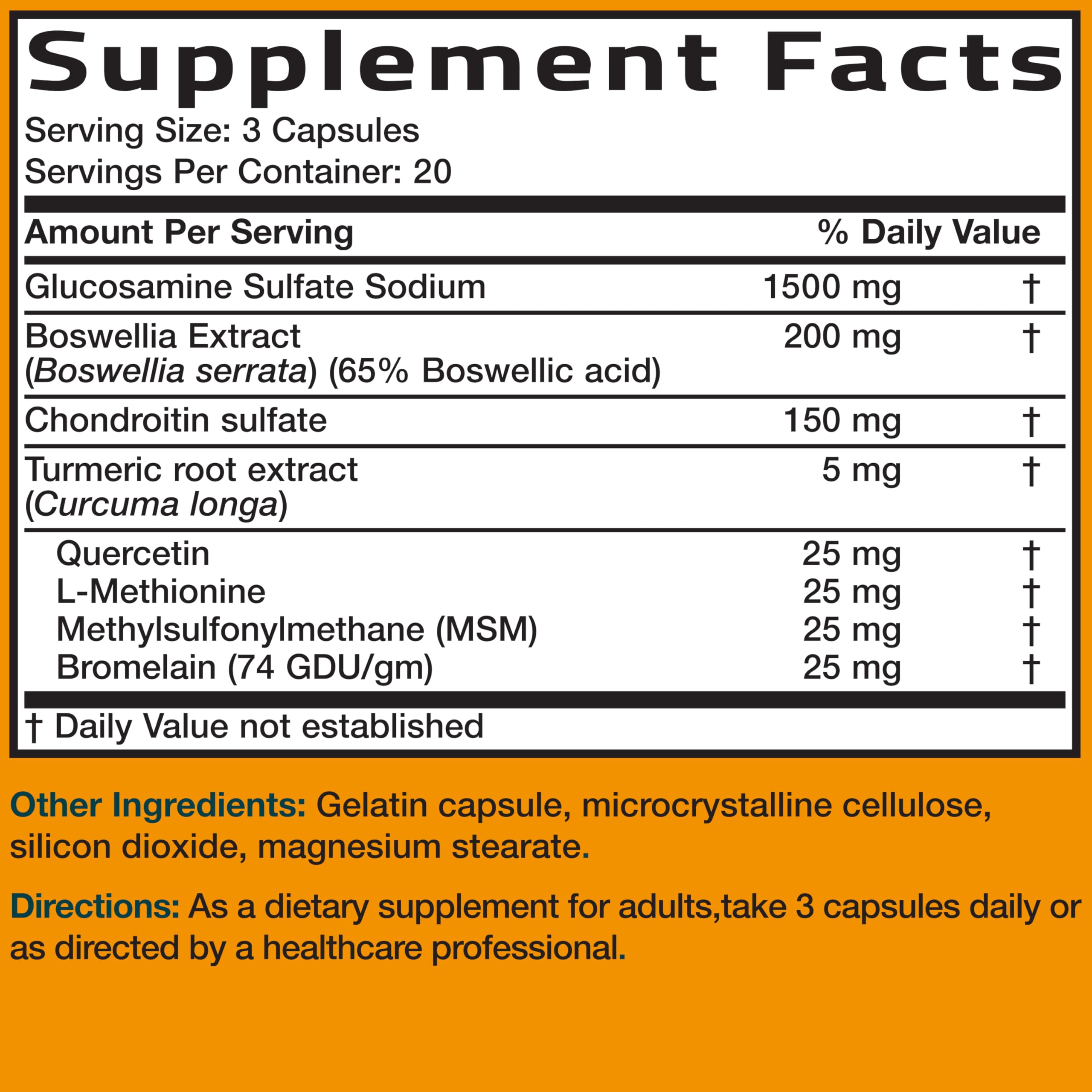 Bronson Glucosamine Chondroitin Turmeric & MSM Advanced Joint & Cartilage Formula, Supports Healthy Joints