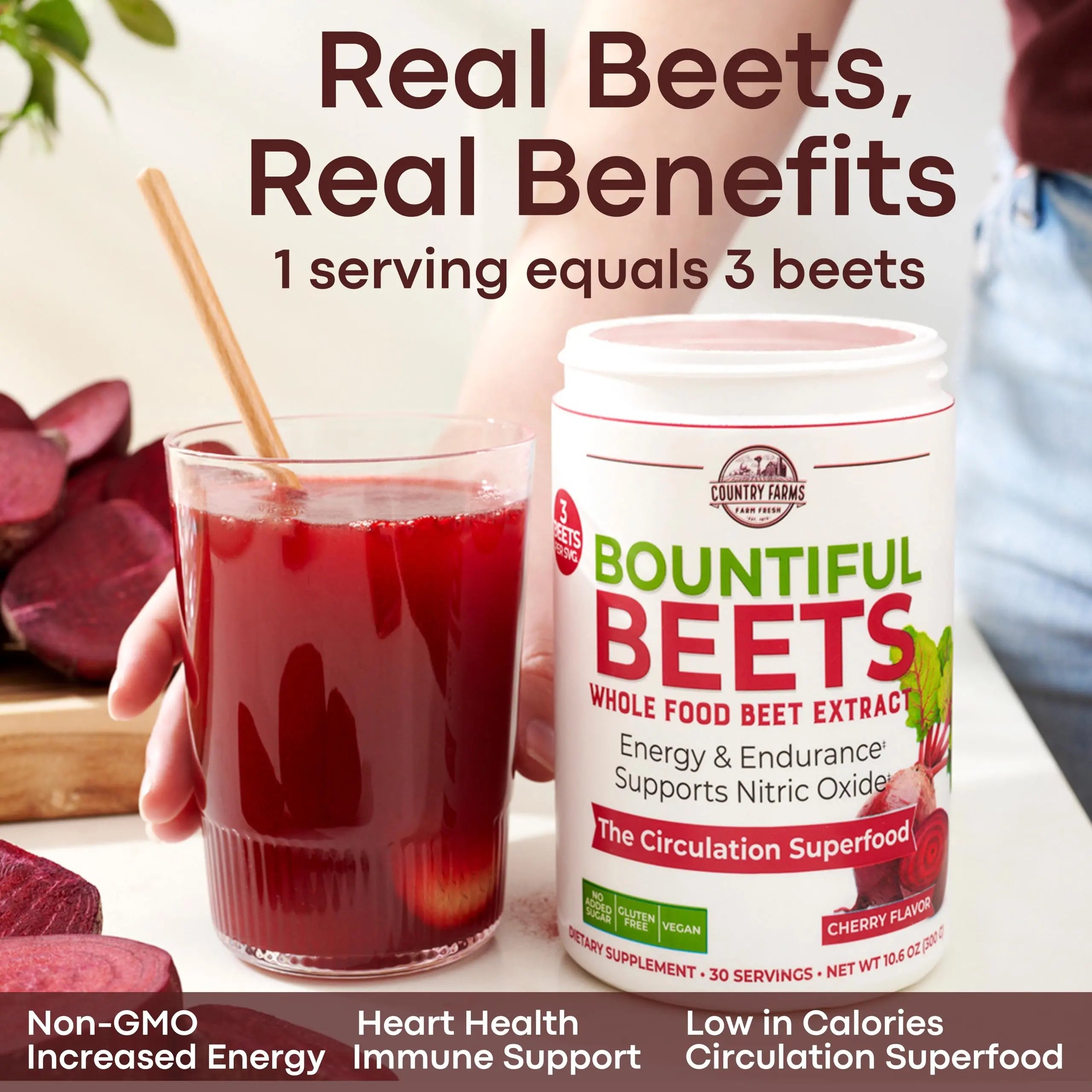 Country Farms Bountiful Beets, Wholefood Beet Extract Superfood, Helps Support Healthy Circulation and Promote Energy Country Farms Au supplements