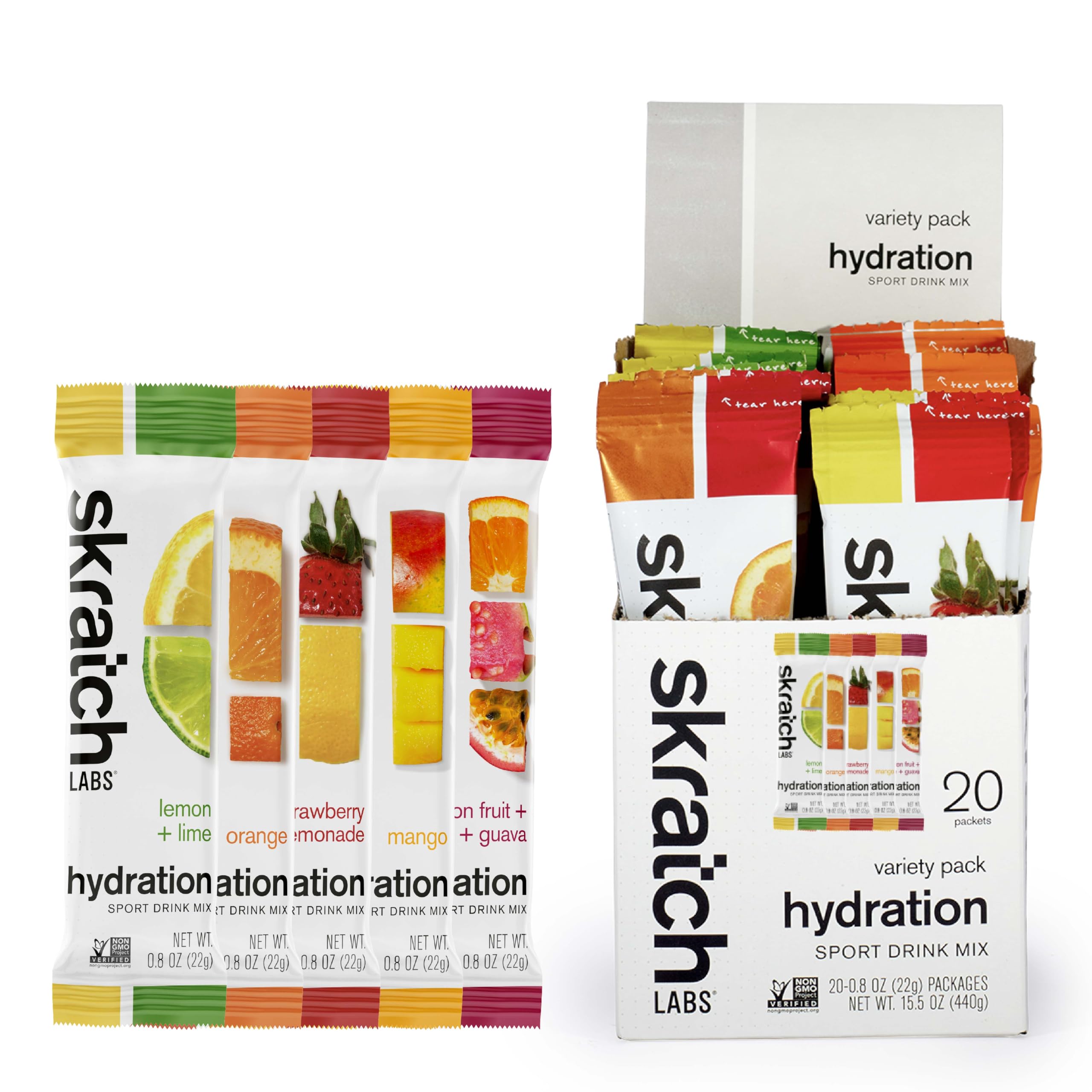 Skratch Labs Hydration Packets - Hydration Drink Mix, Variety Pack (20 Single Serving Packets) - Electrolyte Powder Developed for Athletes and Sports Performance,