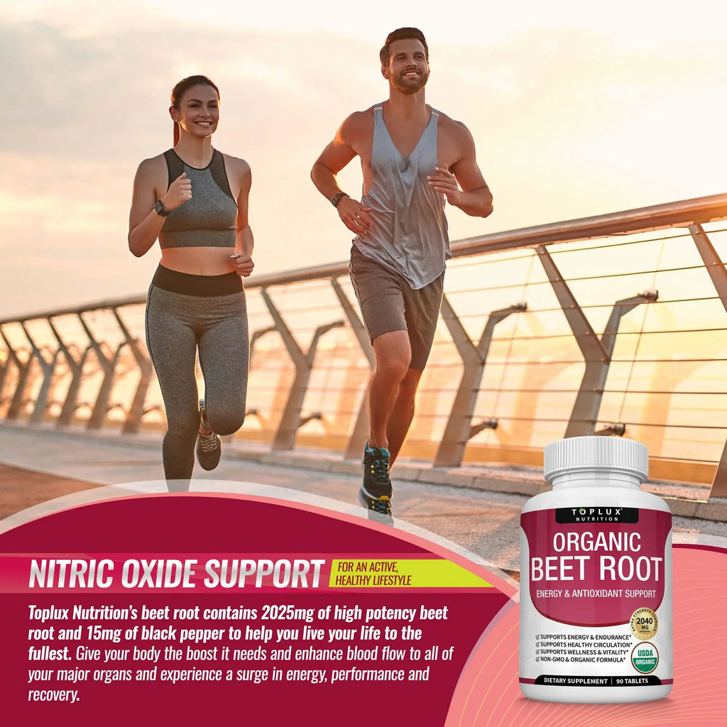 Organic Beet Root Powder Tablets - 2040mg Natural Nitric Oxide Beets to Support, Energy Toplux Au supplements