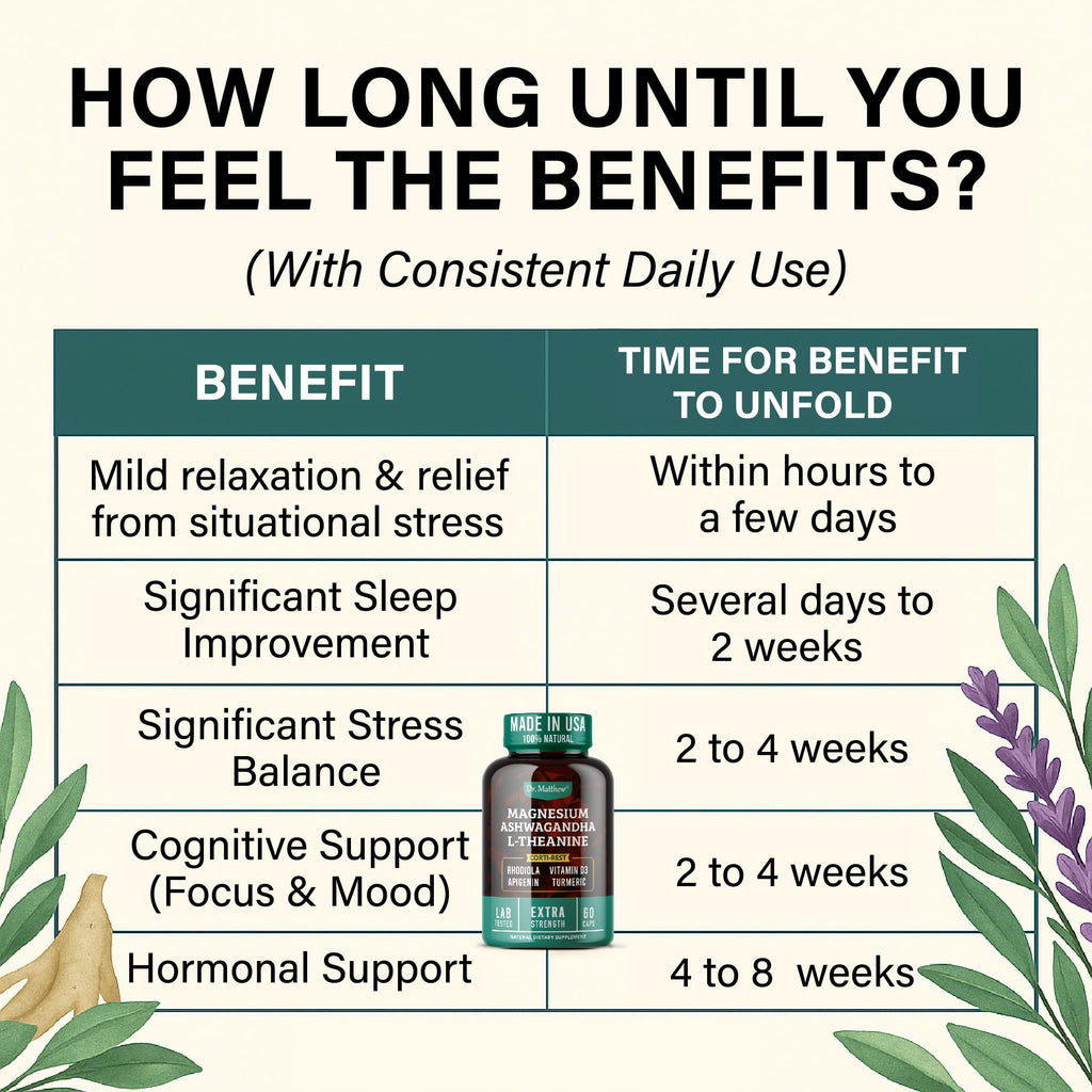 Cortisol Reducer & Adrenal Support Supplement–Natural Stress Relief with Ashwagandha KSM-66, Magnesium Glycinate & Citrate, L-Theanine, Rhodiola, Apigenin, Turmeric & Vitamin D3–Calm Mood & Relaxation Dr. Matthew Au supplements