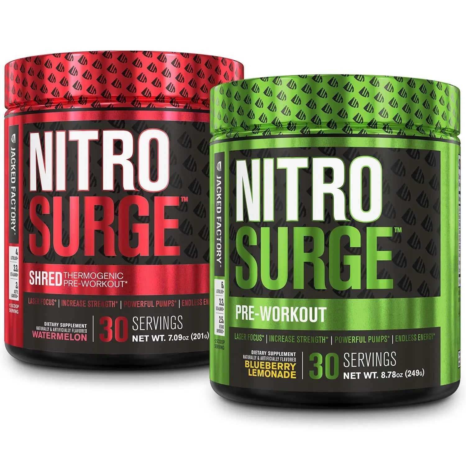 Jacked Factory Nitrosurge Pre-Workout in Blueberry Lemonade & Watermelon Nitrosurge Jacked Factory Au supplements