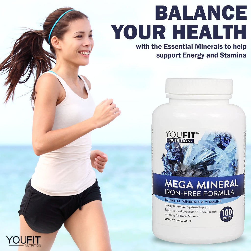 Mega Minerals Supplement by Youfit Nutrition | Trace Minerals | Premium Formula with Source of Minerals and Immune Health Support | Iron Free | All in One