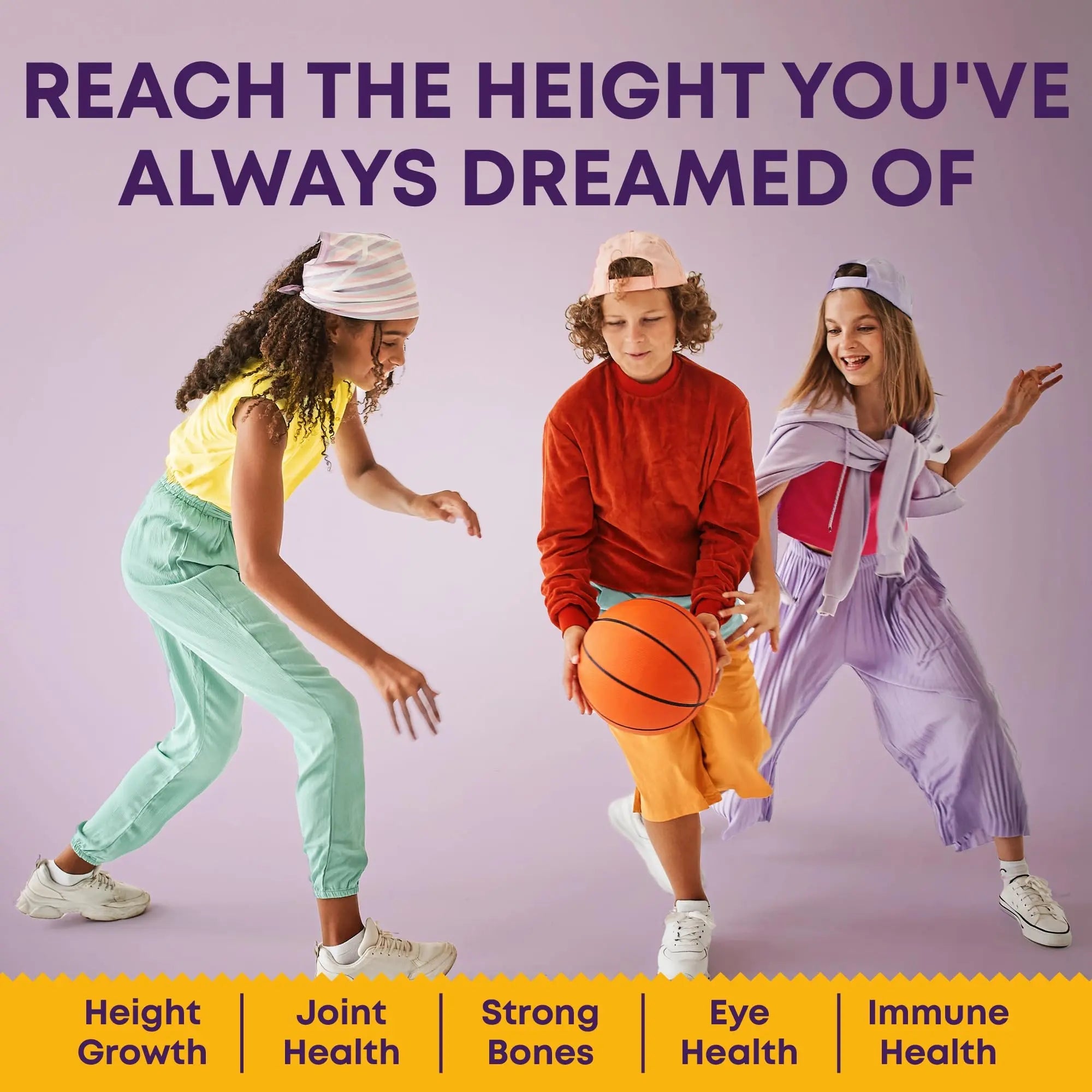Height Growth Gummies for Kids & Teens - Calcium, Vitamin D3 + K2, Zinc, Magnesium, L-Arginine, Vitamin C - Multivitamin for Teen Boys & Girls - Grow Taller Supplement for Kids Height - 60 Gummies LM LILYNUTRAMOON Au supplements